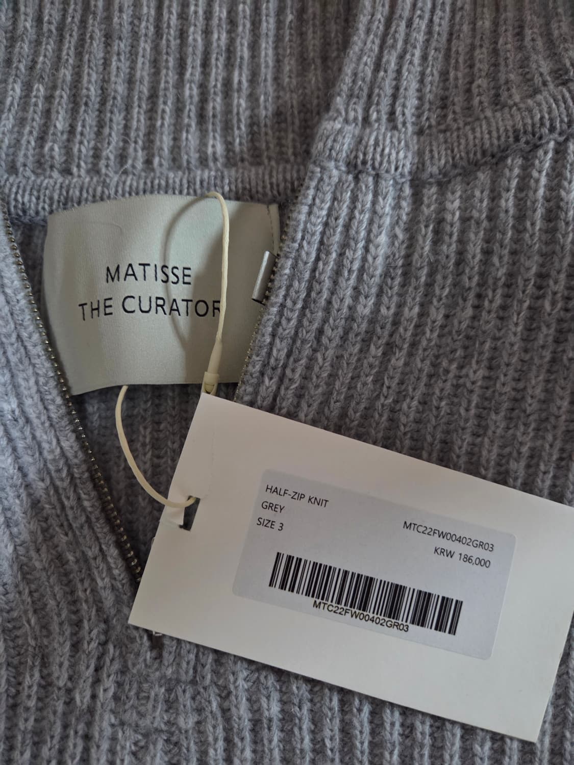 새상품) 마티스더큐레이터 하프집업 그레이 3사이즈 상품이미지4