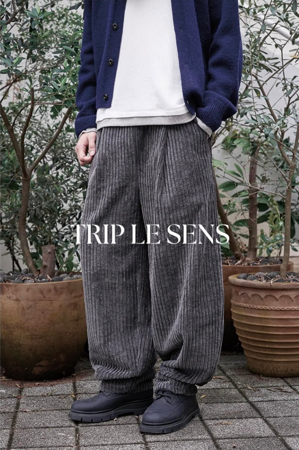 트립르센스 밴딩 코듀로이 팬츠 차콜 L 상품이미지1