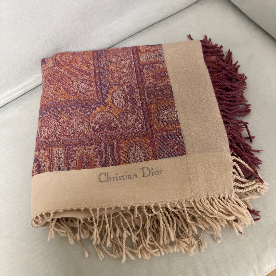 거의새것) 정품 크리스찬 디올 페이즐리 패턴 숄 겸 무릎담요 상품이미지5