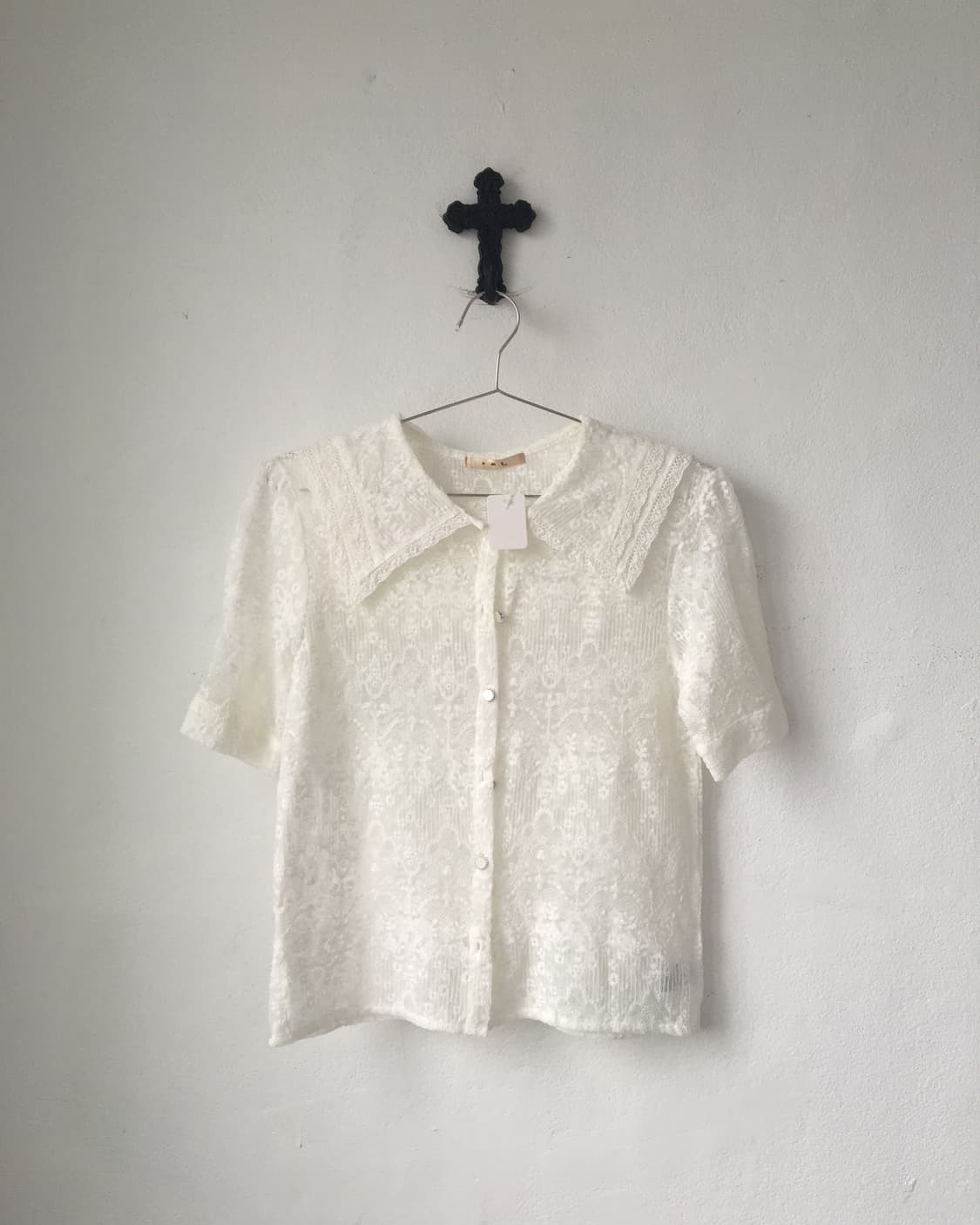 Ornament pattern sailor collar blouse 상품이미지2