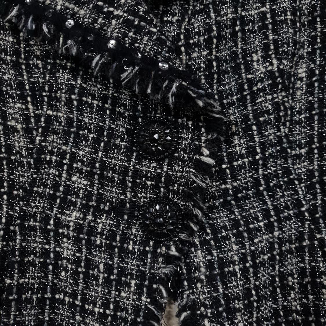 오즈세컨 레이스 블랙 튤립 울 실크 싱글 버튼 트위드 자켓 블랙 여성 S 상품이미지2