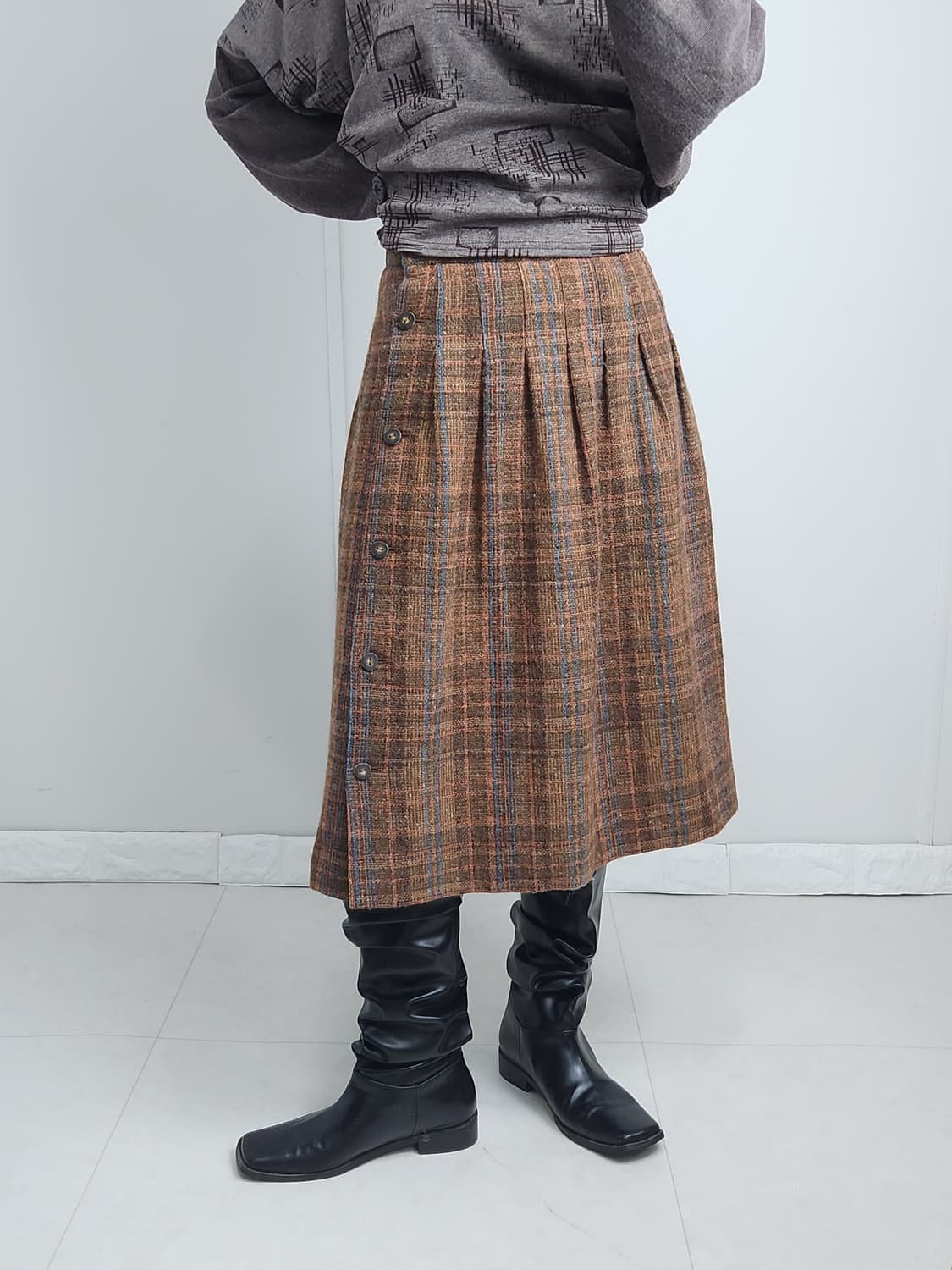 단추 울 스커트 상품이미지5