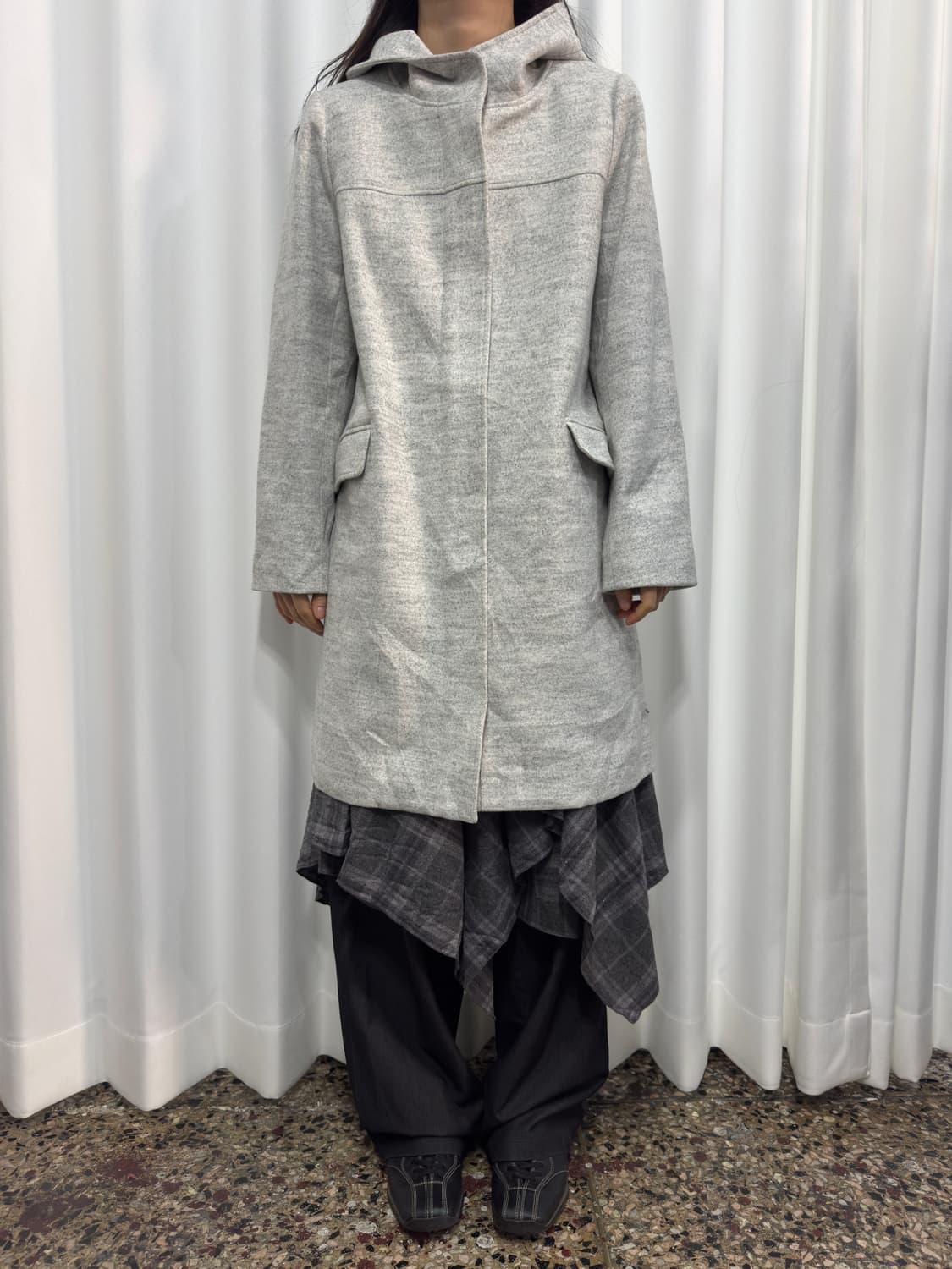 soft gray hood coat 상품이미지1