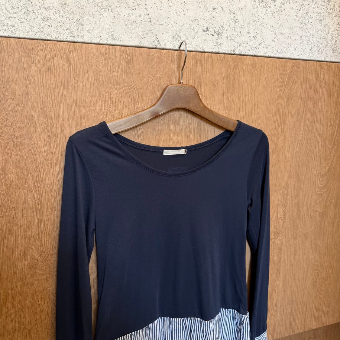 빈티지 긴팔 티셔츠 스트라이프 셔츠 레이어드 배색 디테일 네이비 상품이미지3