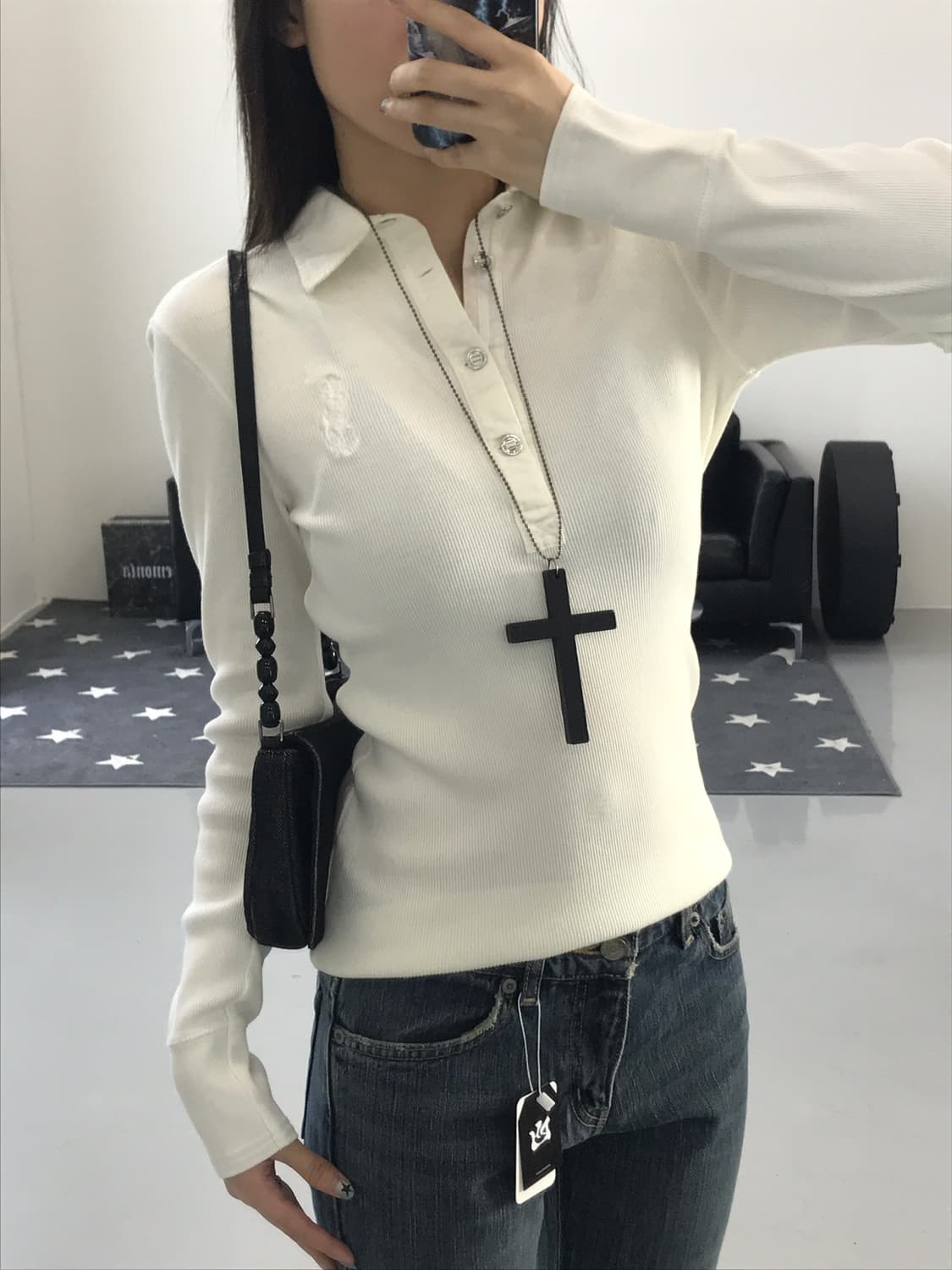 Ralph Lauren white collar top 상품이미지3