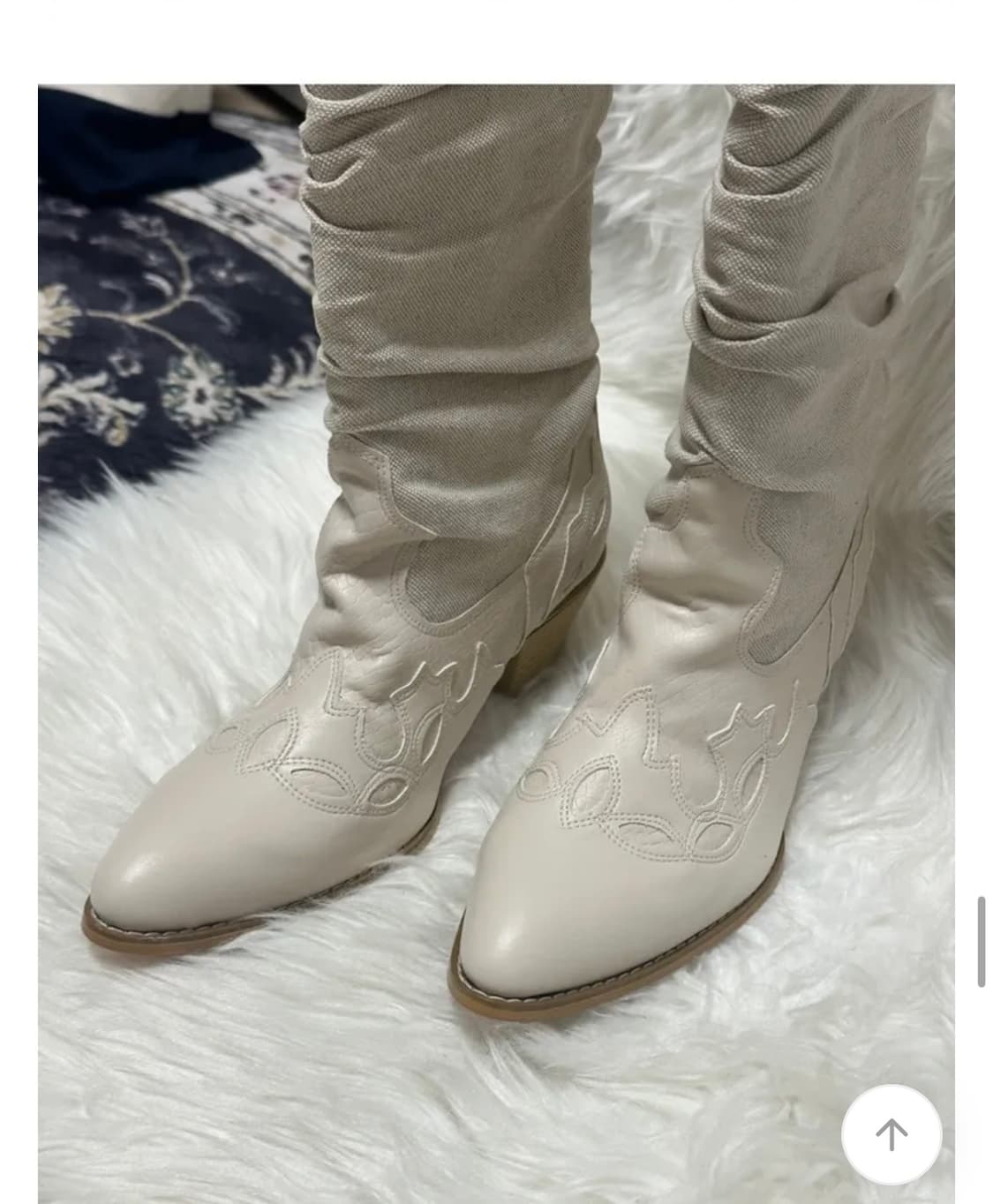 리뉴얼 전 버전! 국내생산 빈티지 린넨 아이보리 아이보리 웨스턴 부츠 상품이미지3