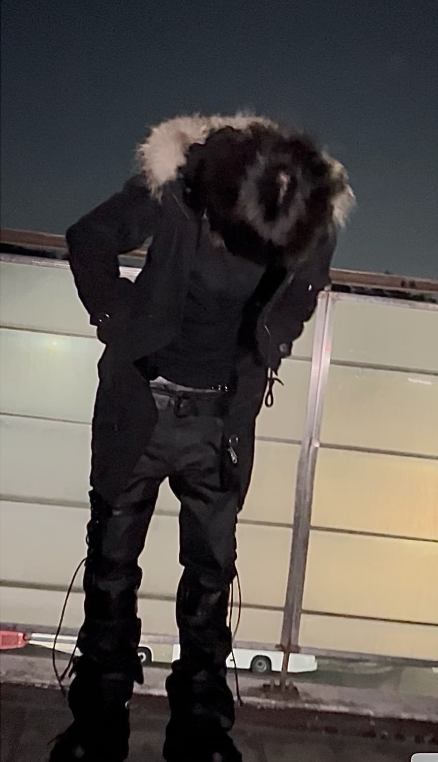 Vkei style fur long coat black 상품이미지1