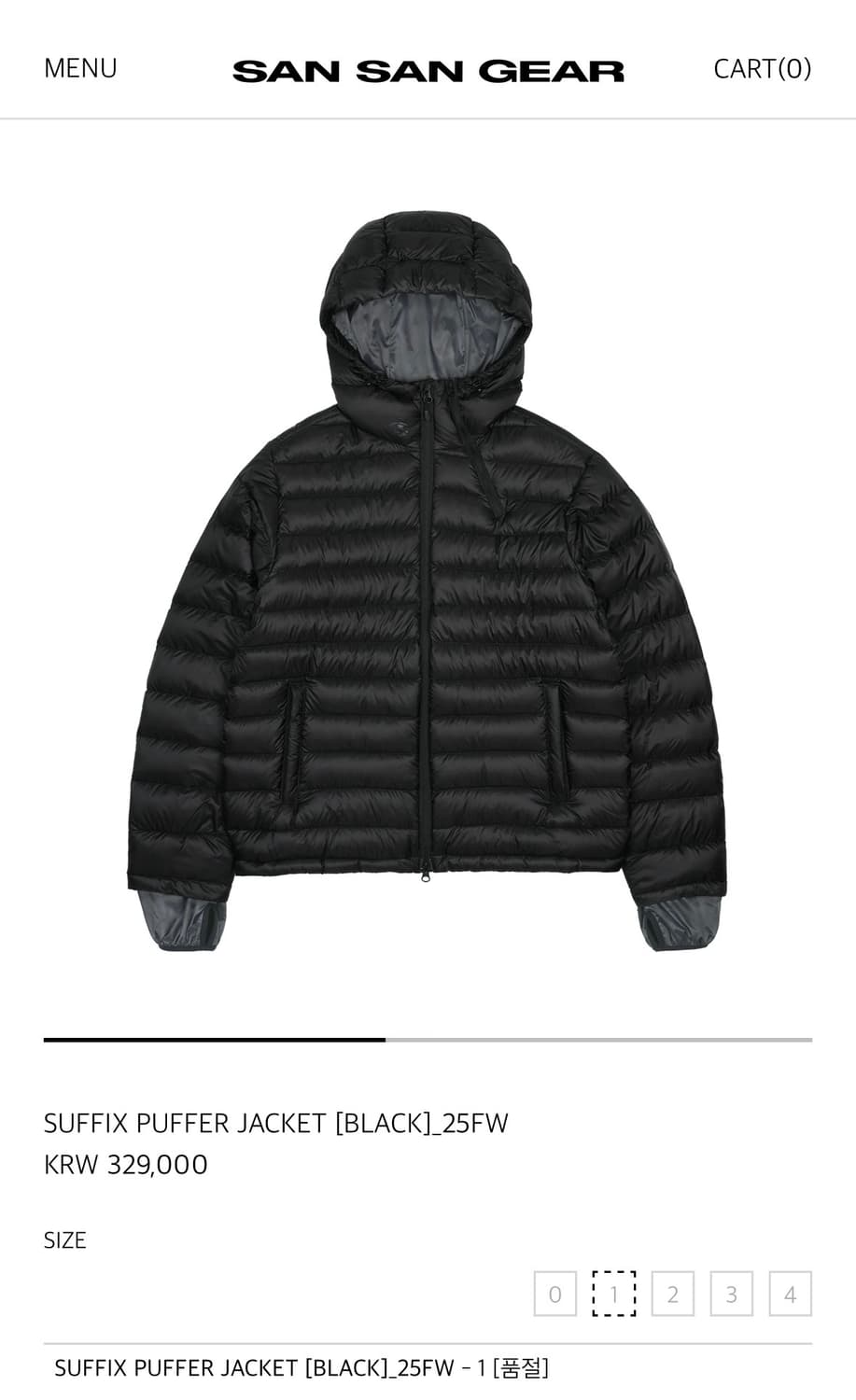 산산기어 서픽스 푸퍼 블랙 1 (25FW) 상품이미지1