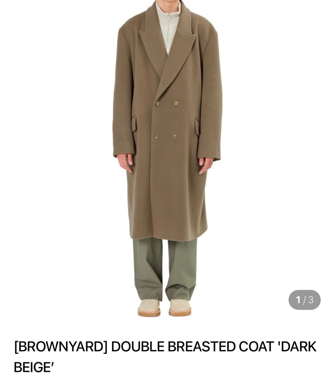 브라운야드 더블 브레스티드 코트 다크베이지 01사이즈 상품이미지1