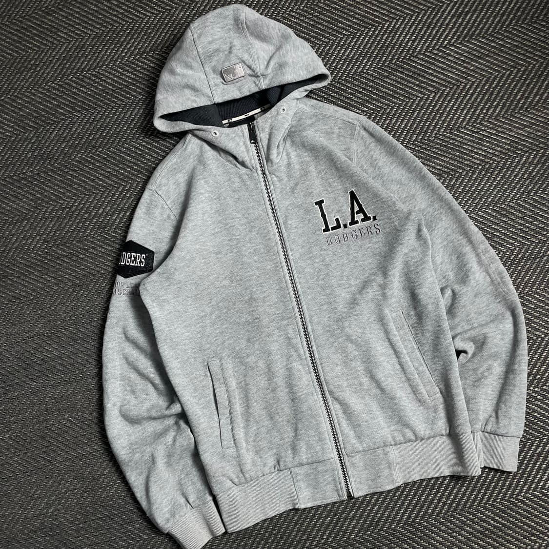MLB LA 다저스 사이드 패치 그레이 후드집업y 4835 상품이미지1