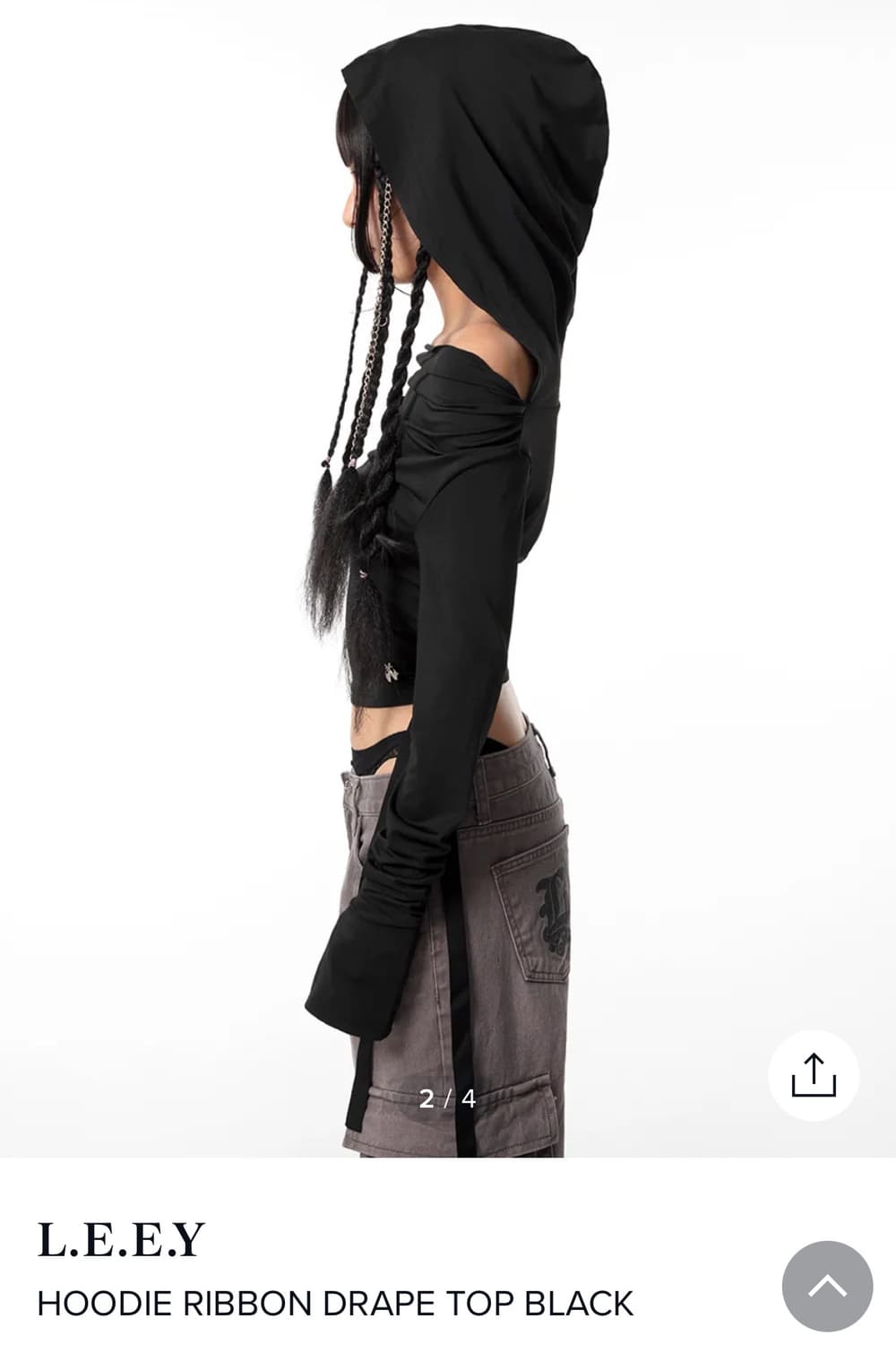 Leey hoodie ribbon drape top 엘이이와이 후디탑 상품이미지2