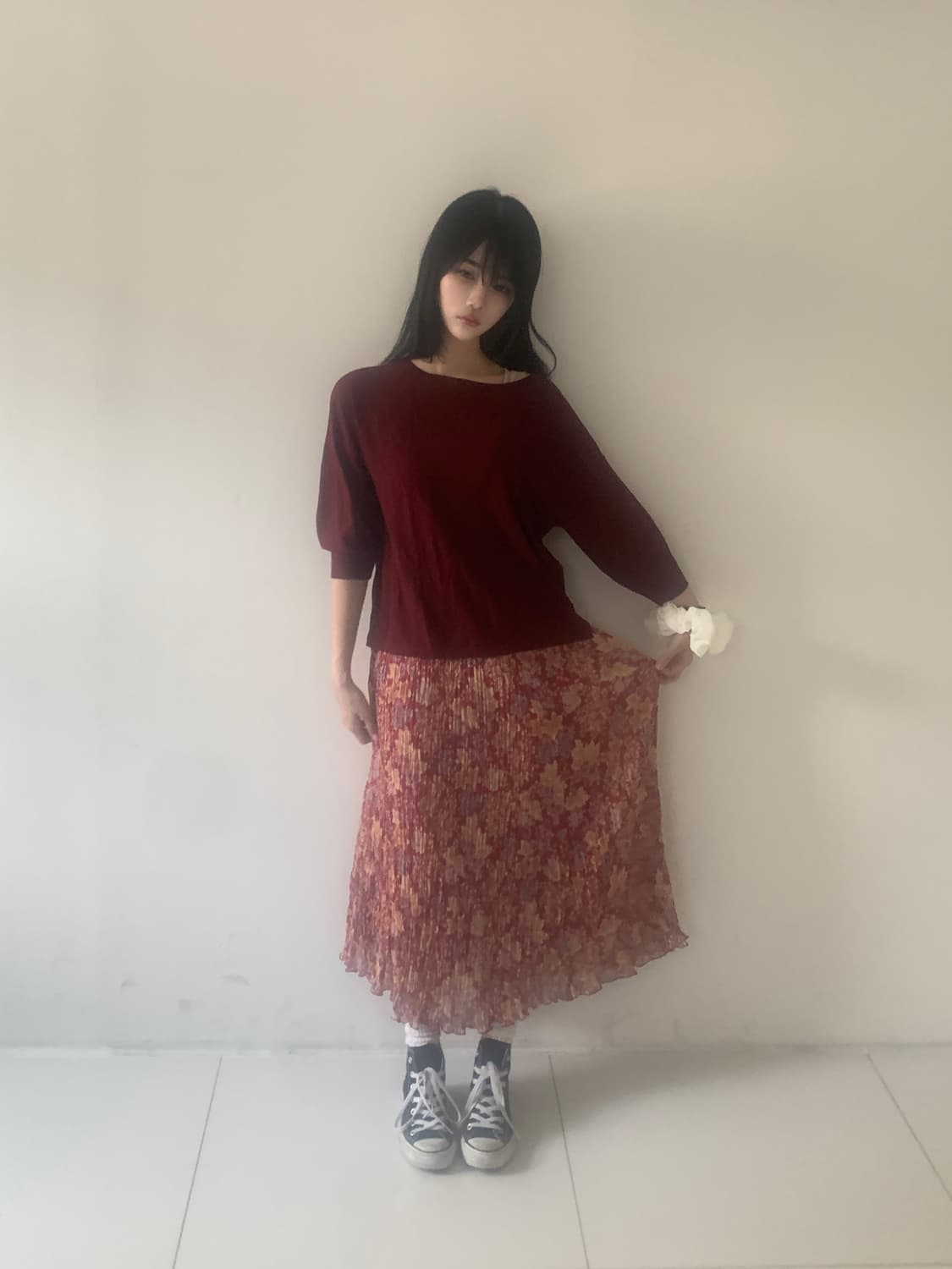 Deep u neck sleeve t(burgundy) 상품이미지8