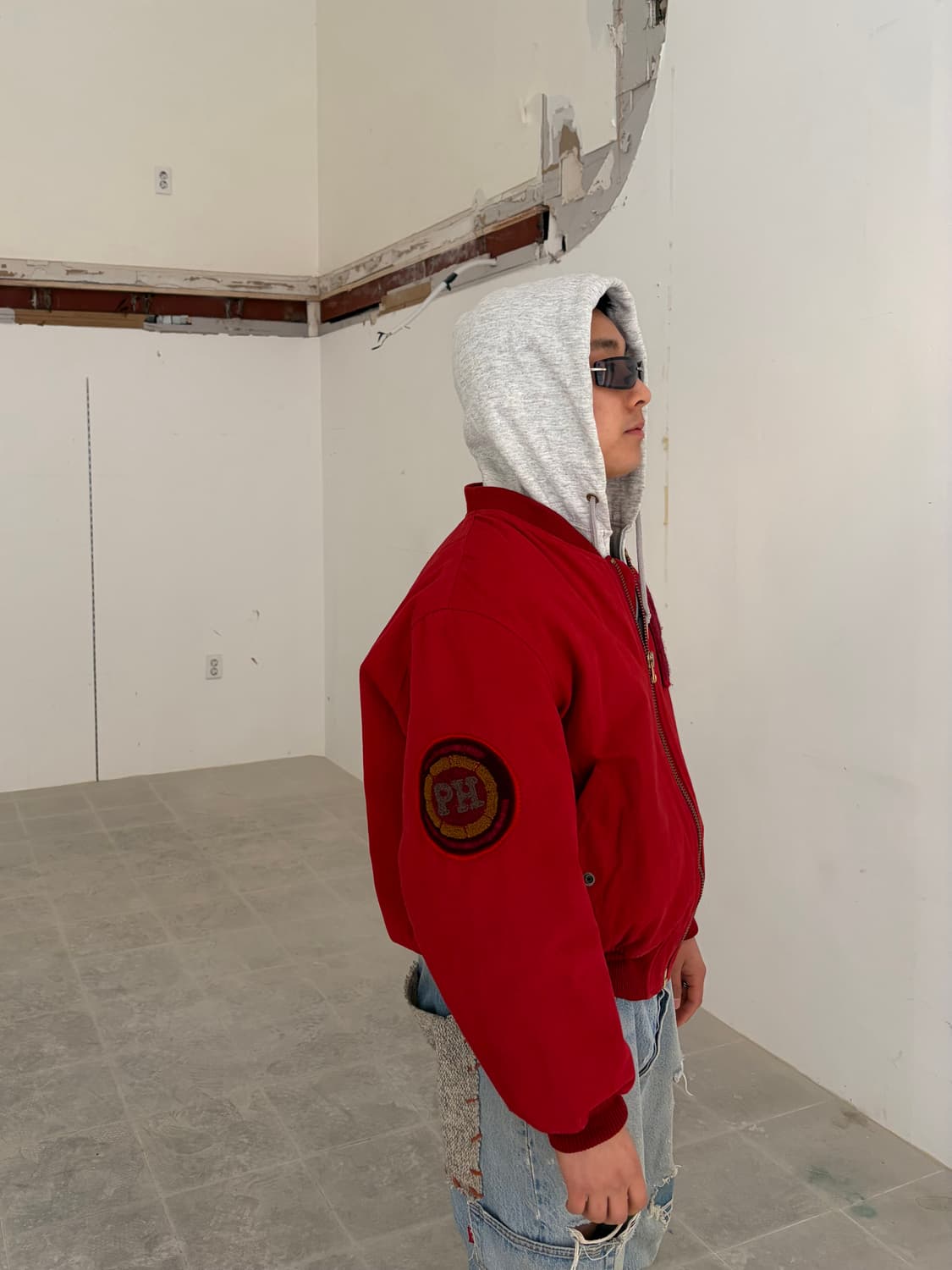 90’s Pink House red patch bomber jacket 상품이미지4