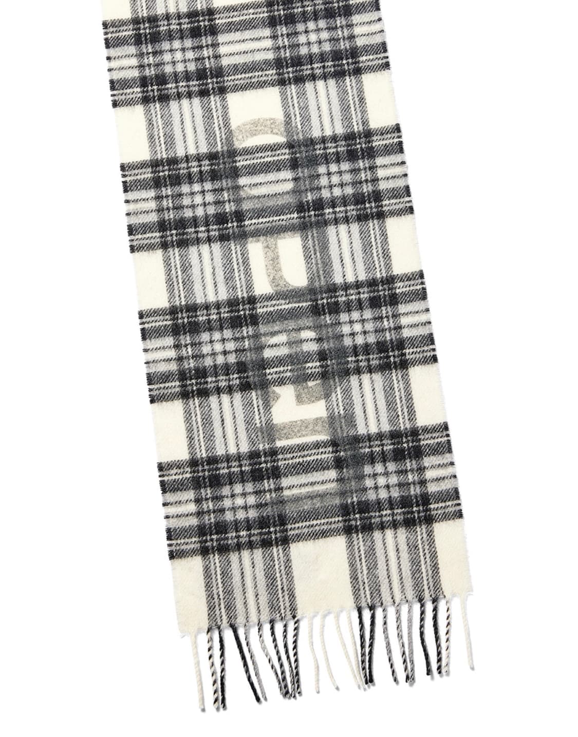 OPEN YY TARTAN WOOL SCARF, BLACK 상품이미지3