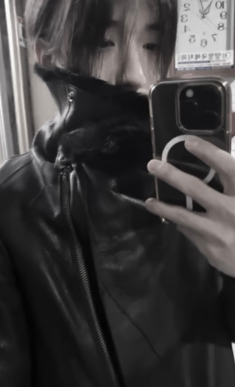 헬무트랭 하이넥 레더 레빗퍼 리버시블 자켓 상품이미지1