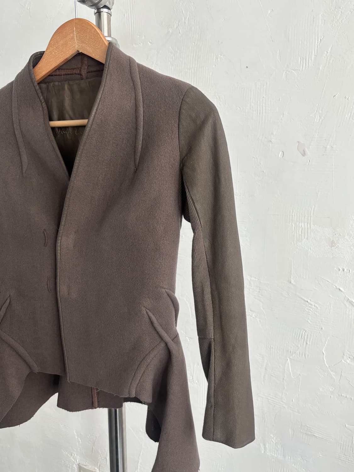 Rick Owens 릭오웬스 브라운 울 트리밍 언발 자켓  상품이미지6