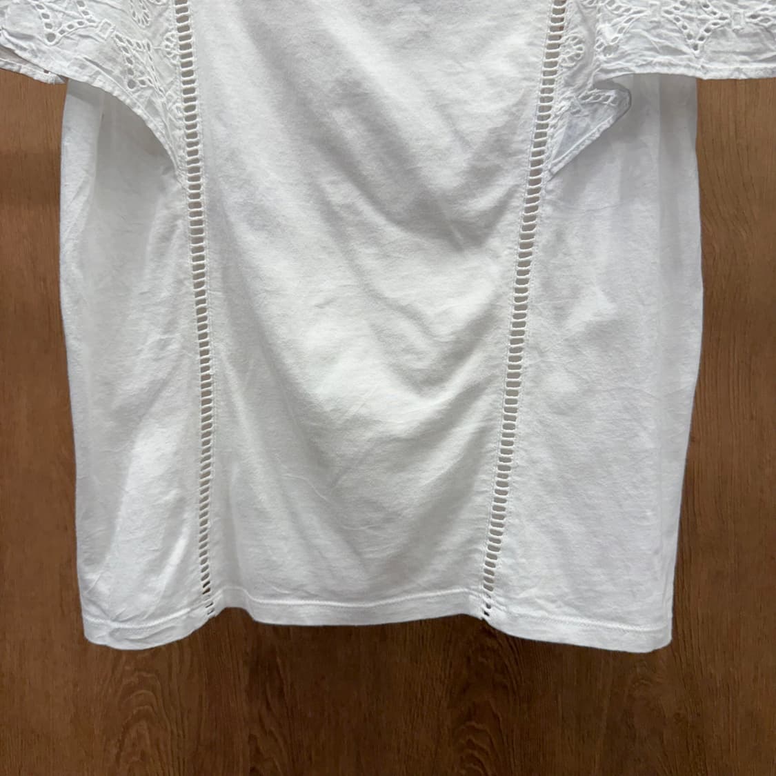 바나나 리퍼블릭 자수 퍼프 슬리브 반팔 티셔츠 코튼 블라우스 화이트 상품이미지5