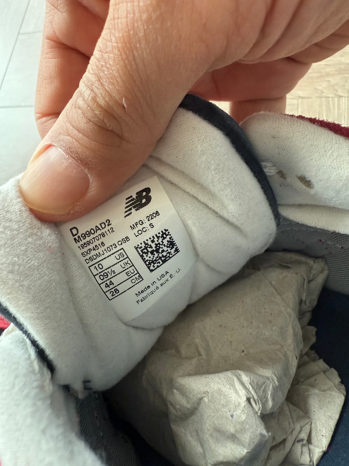 뉴발란스 990v2 크리센티넘 네이비 사이즈280 M990AD2 상품이미지5