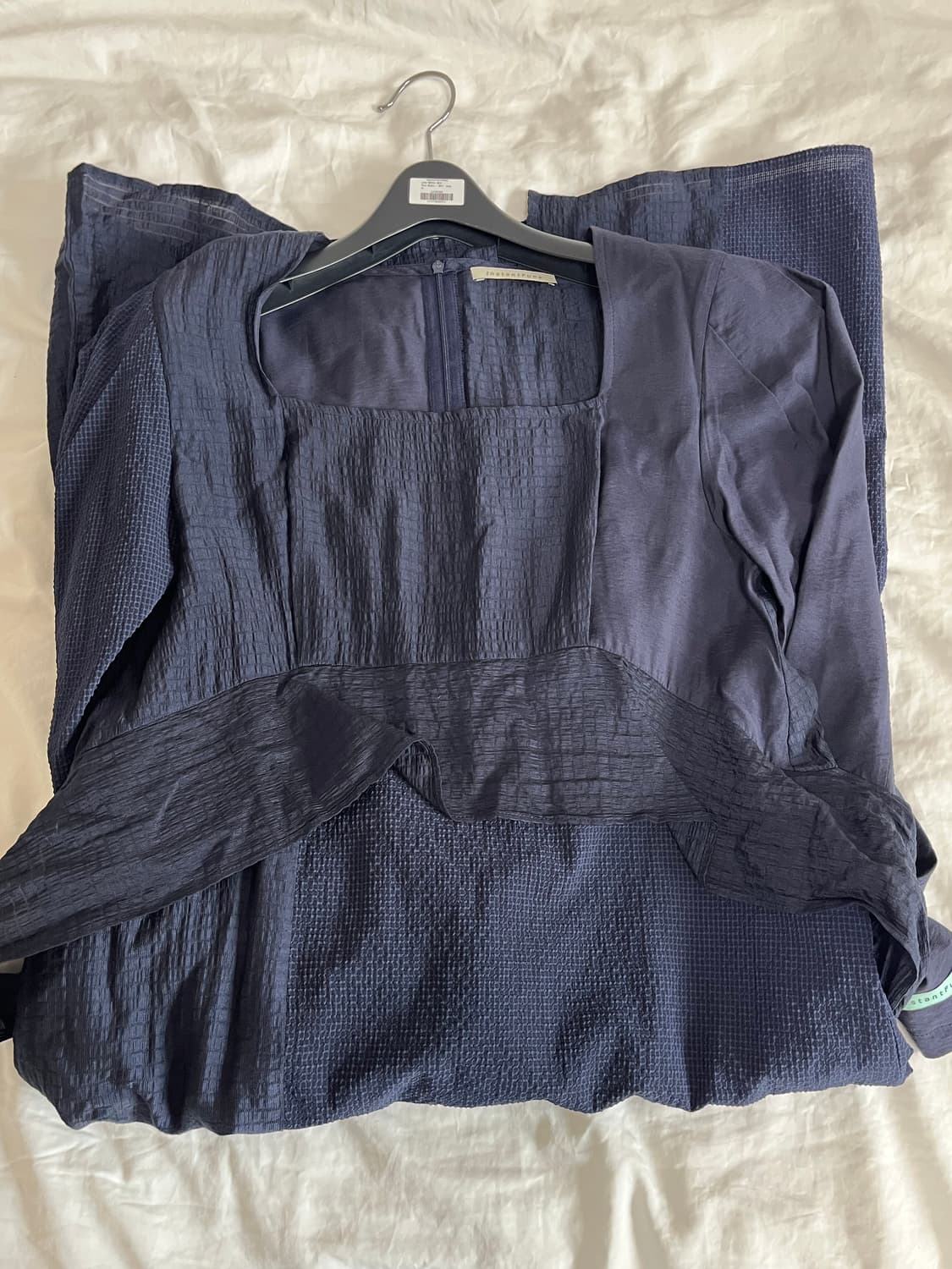 인스턴트펑크 네이비 벨티드 체크 믹스 원피스 상품이미지6