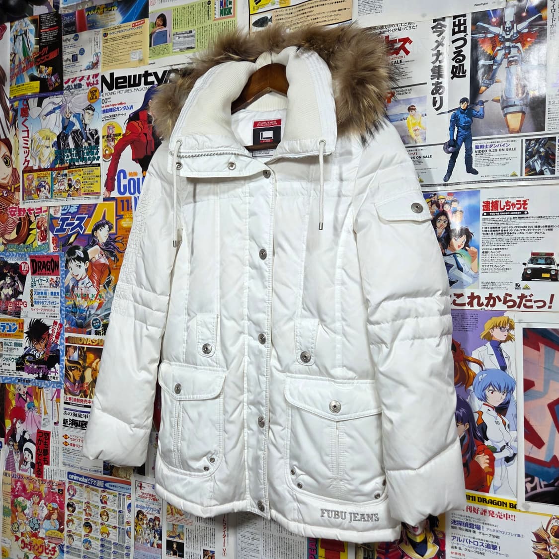 후부 덕다운 라쿤 퍼 화이트 퍼패딩 상품이미지2