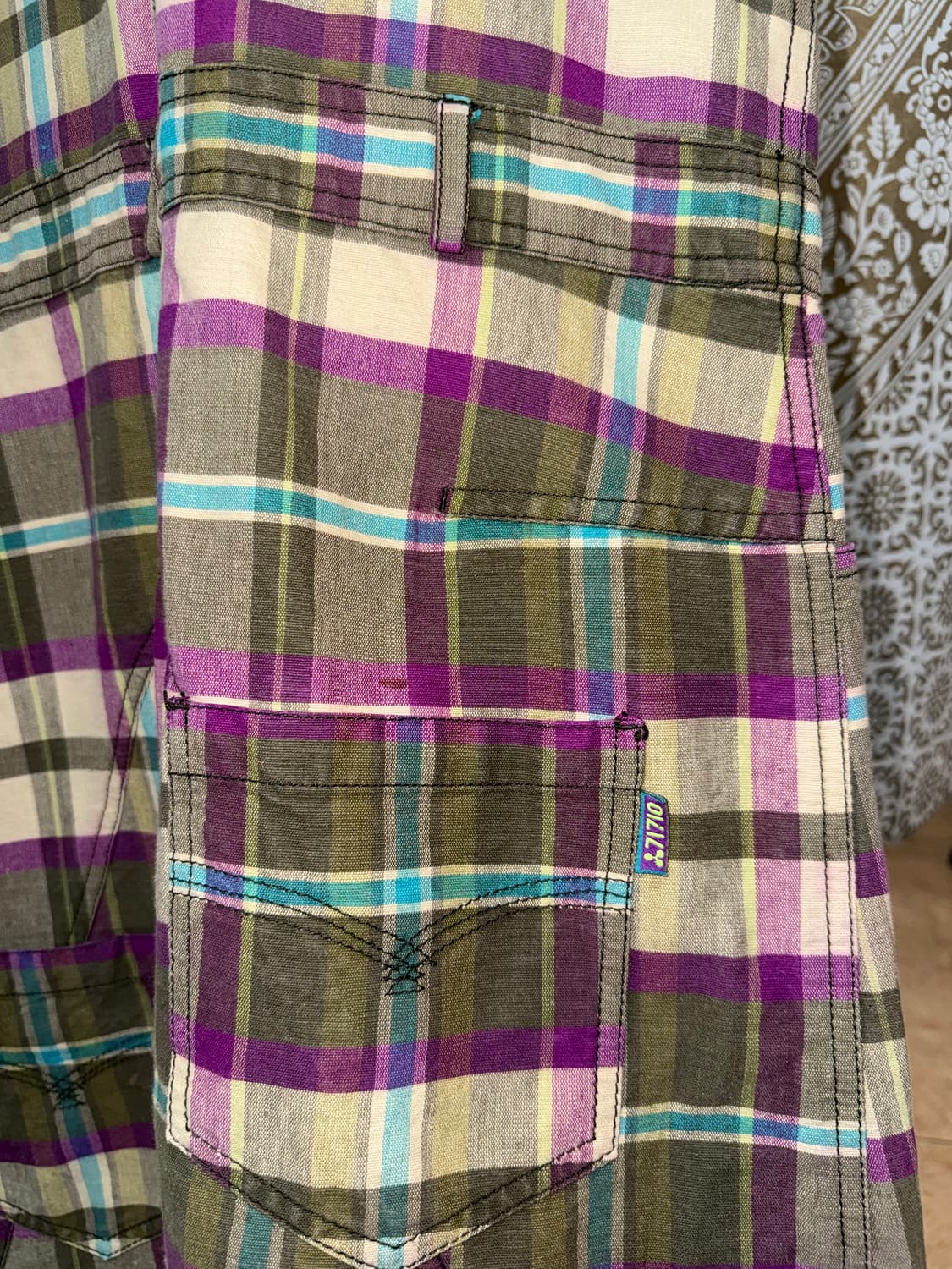 오일릴리 여성 패치 체크 멜빵스커트  상품이미지6