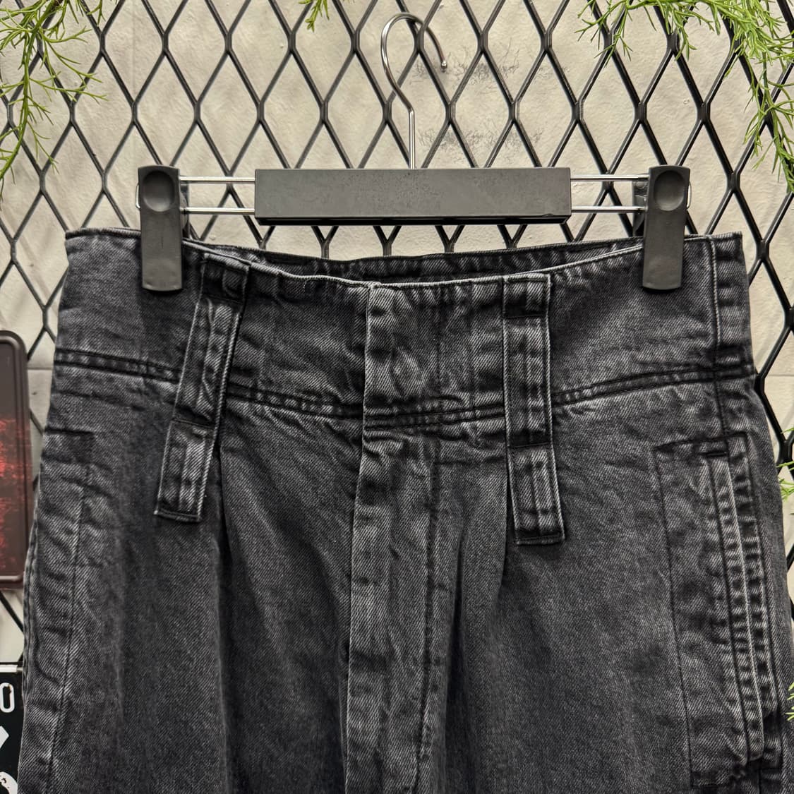 순진 칸디아니 데님 팬츠 전면 롱 벨트 포인트 흑청 상품이미지3