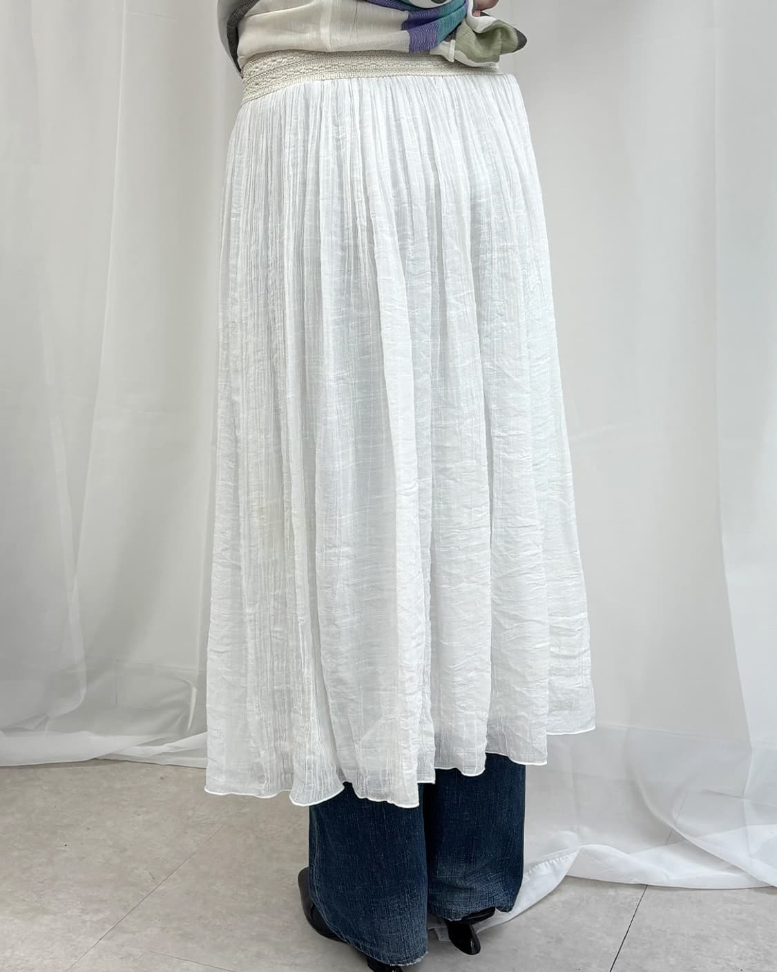 ethnic banding creamy texture long skirt 상품이미지9