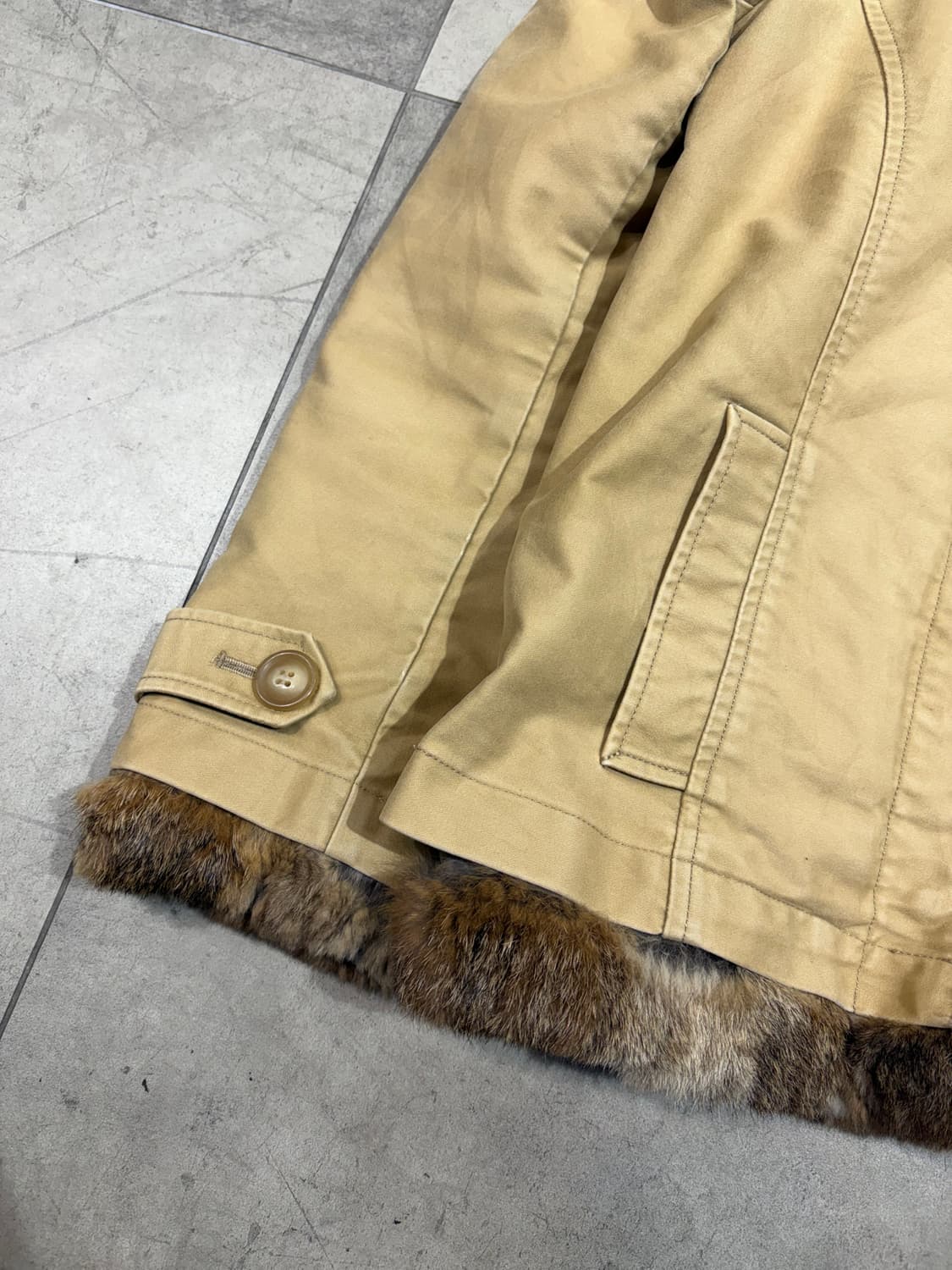 일본 빈티지 베이지 코튼 퍼 무스탕 자켓 상품이미지2