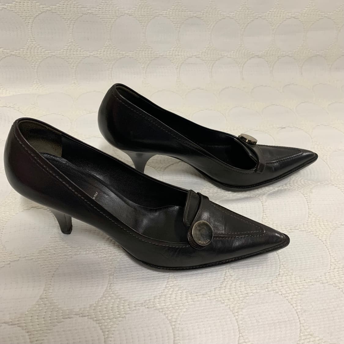 PRADA 다크 브라운 포인티드 토 하이힐 상품이미지8