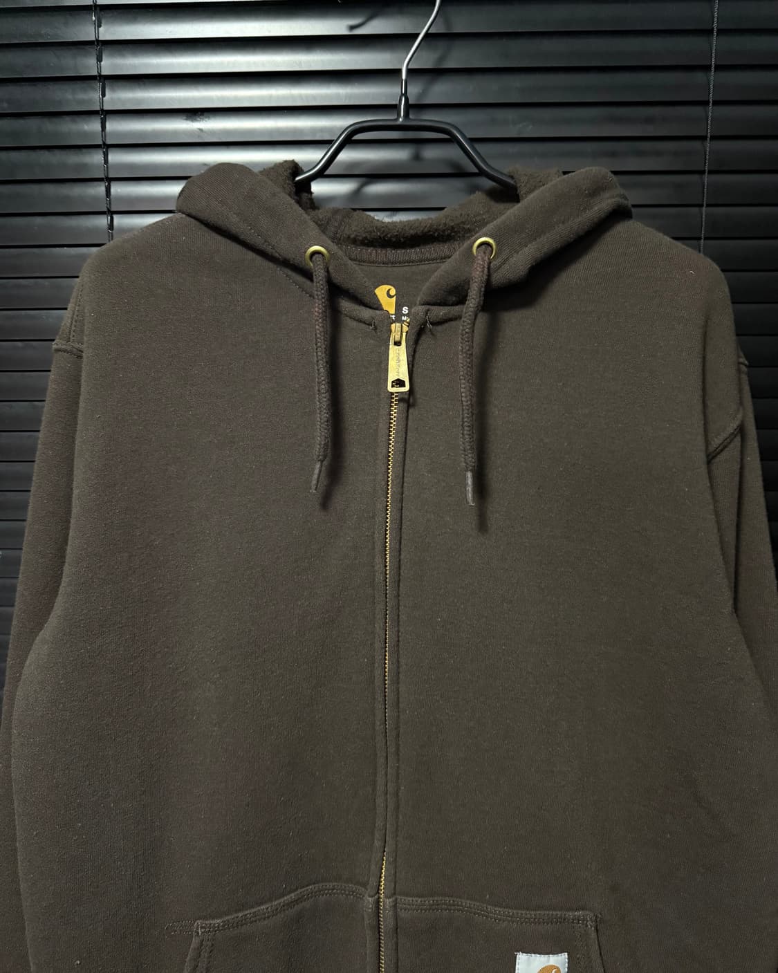 칼하트 기모 안감 브라운 갈색 후드 집업 S 90 오버핏 워크 후디 스웻 상품이미지4