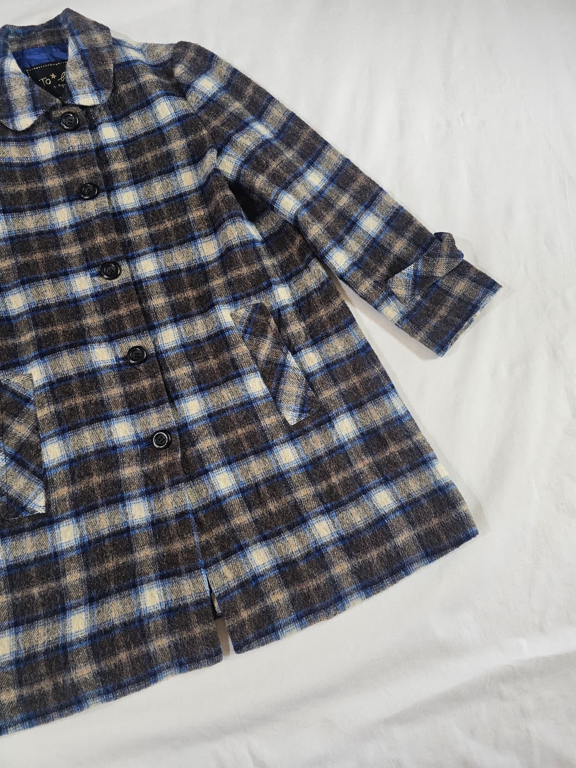 To b by agnes b 아네스베 프렌치 빈티지 모리걸 체크 코트 상품이미지3