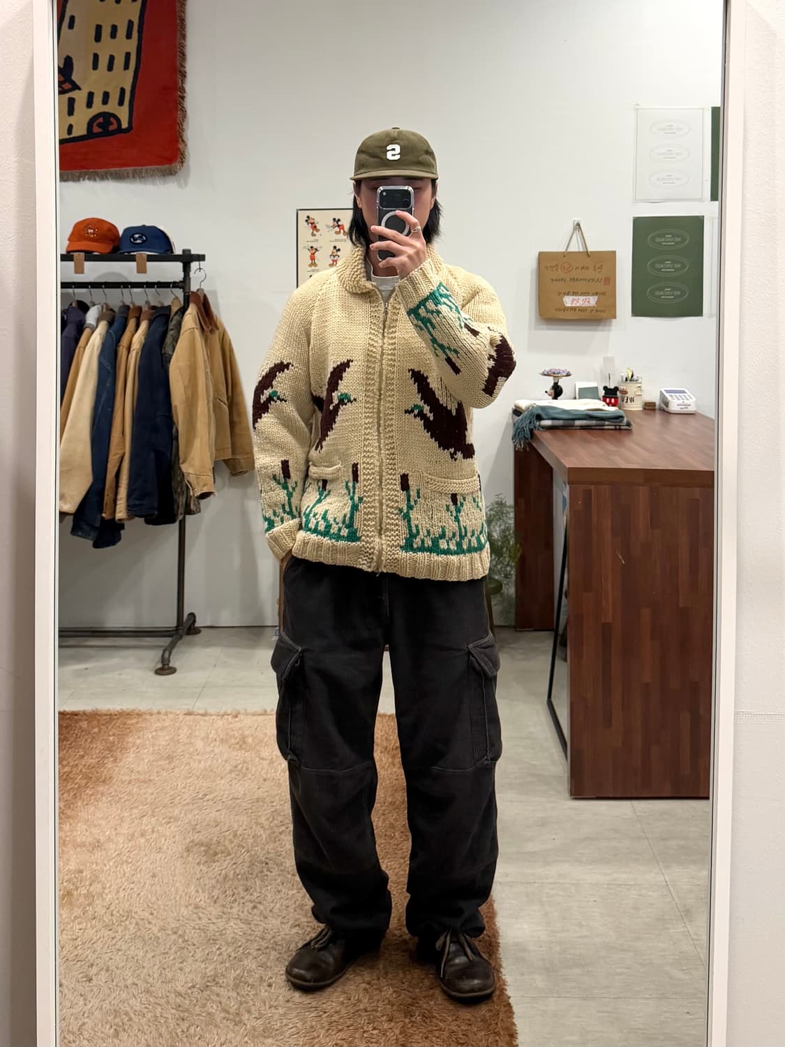 60s Vtg 빈티지 헤비울 Goose 코위찬 니트 집업 상품이미지2