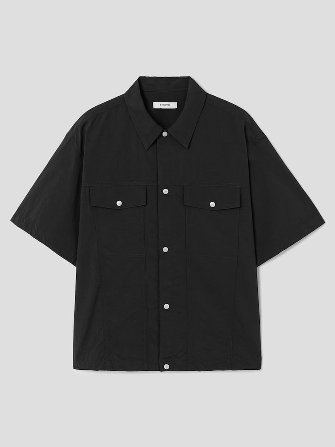 나일론 트러커 오버핏 반소매 셔켓 - 블랙 상품이미지1