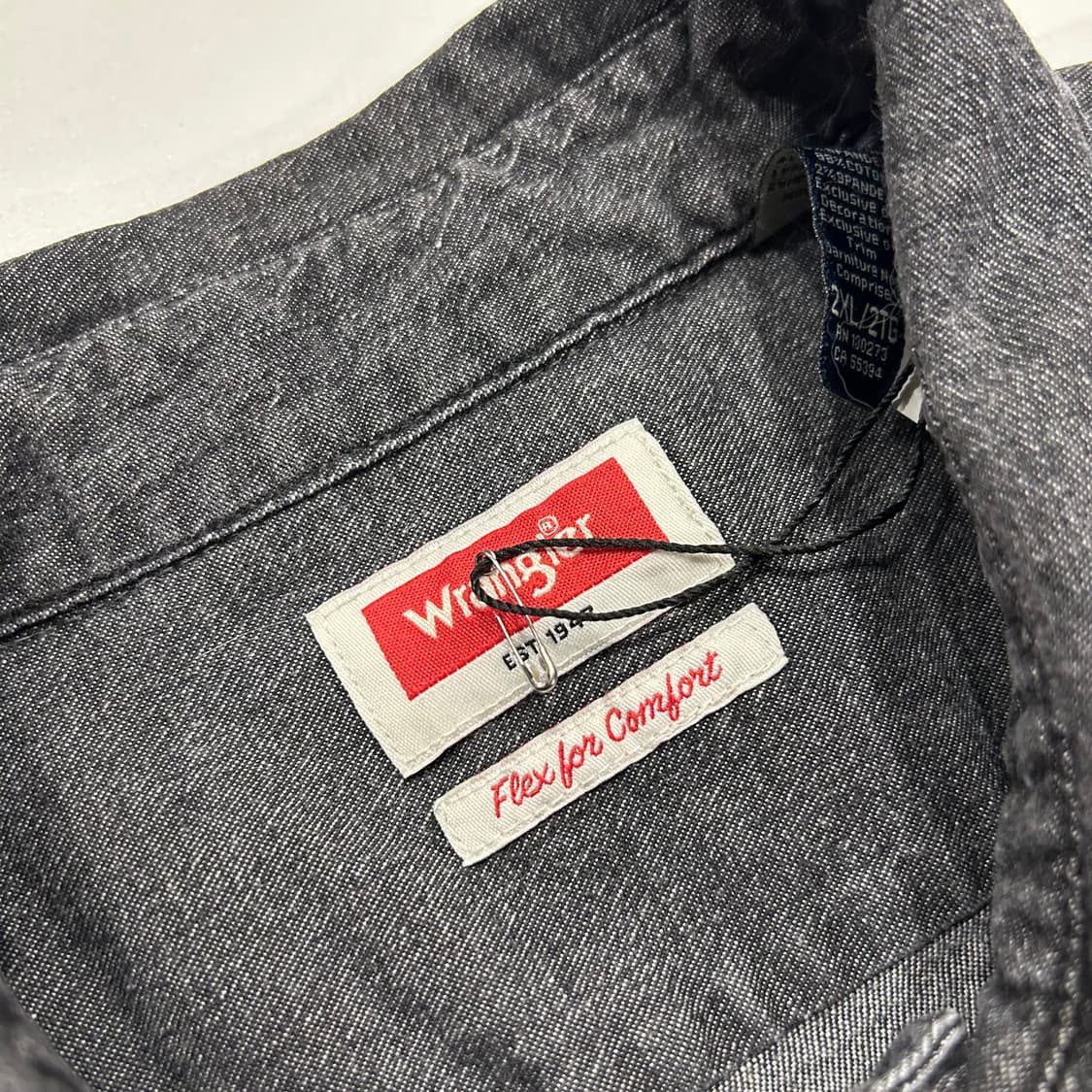 [2XL] 랭글러 투포켓 빈티지 흑청 셔츠 A466 상품이미지6