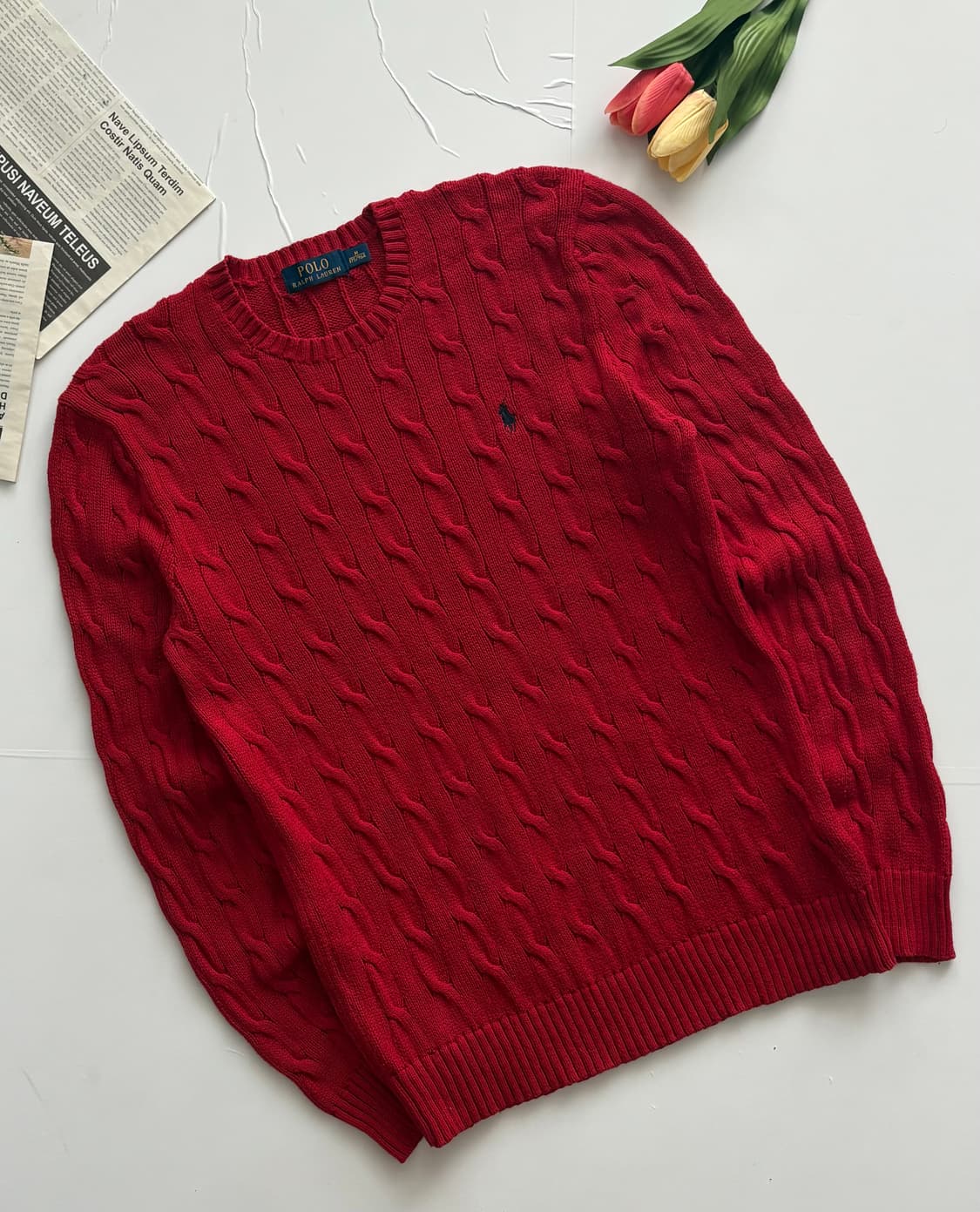 Polo 폴로랄프로렌 케이블 레드 니트 상품이미지1