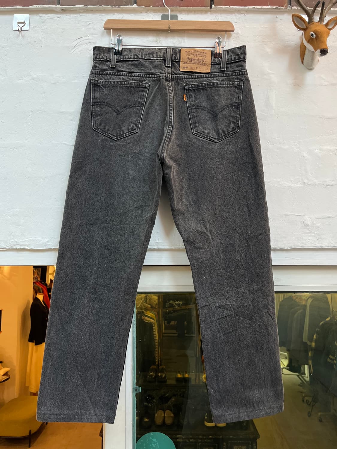 Levis 505 오렌지탭 레귤러 스트레이트 블랙 데님 진 34x30 상품이미지8