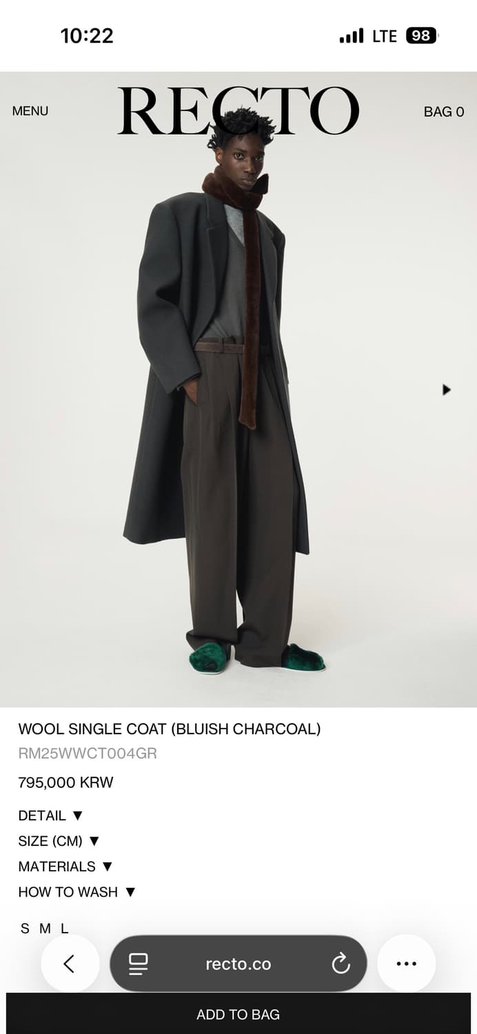 렉토 울 싱글 코트 25fw 상품이미지1