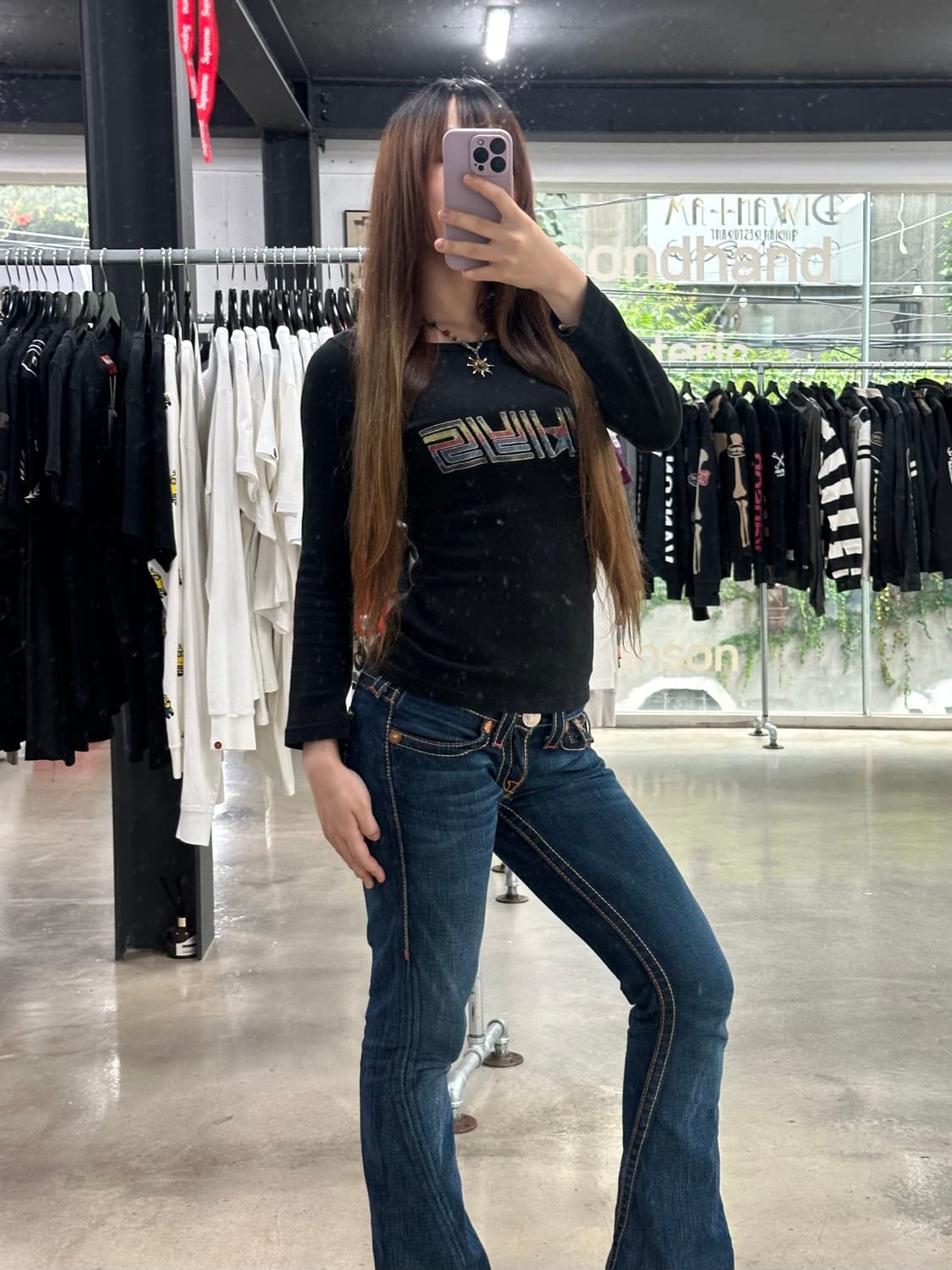 히스테릭글래머 스타 글리터 롱슬리브 긴팔티 상품이미지3