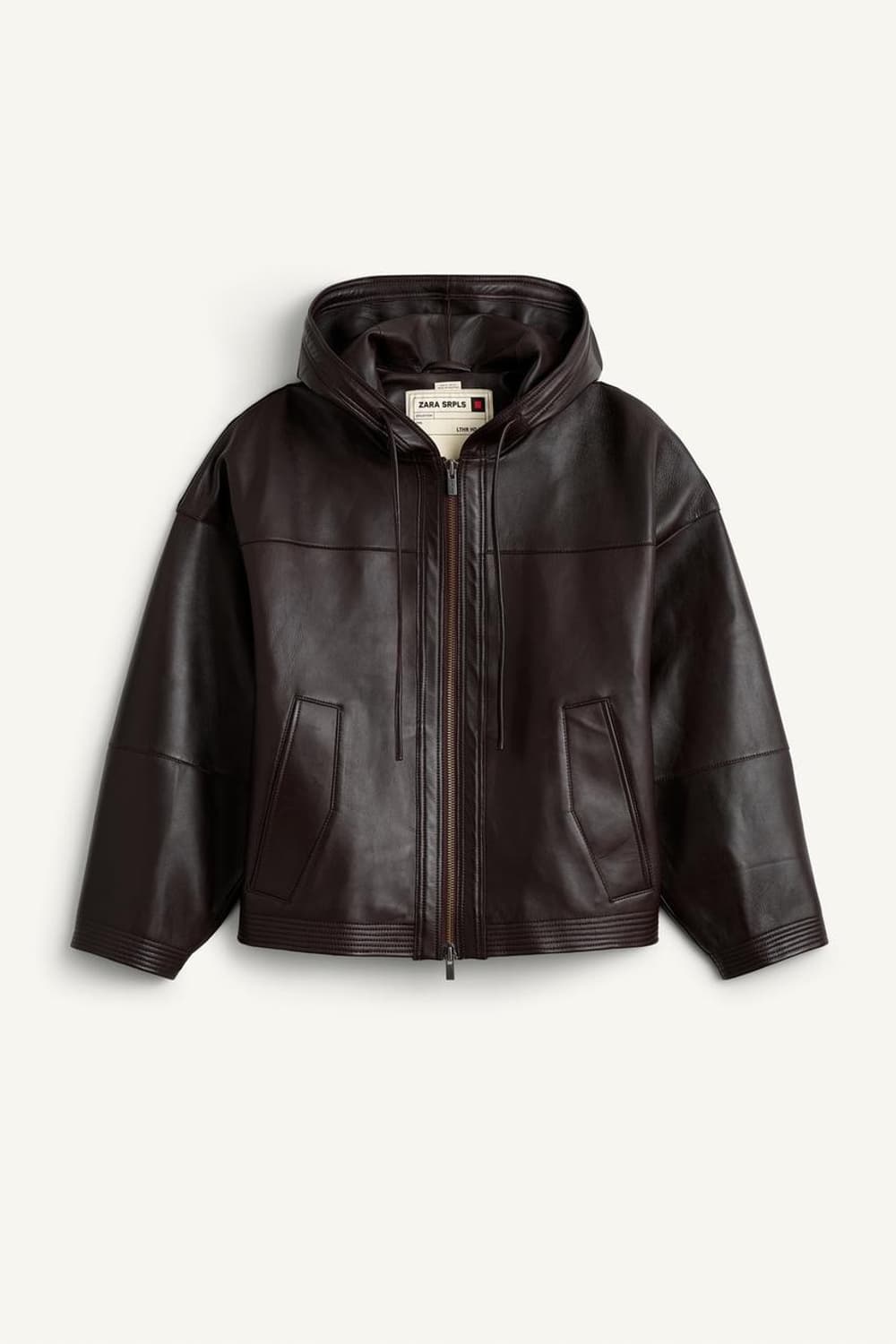 자라 SRPLS 후드 레더 가죽 자켓 다크 브라운 L-XL 상품이미지1