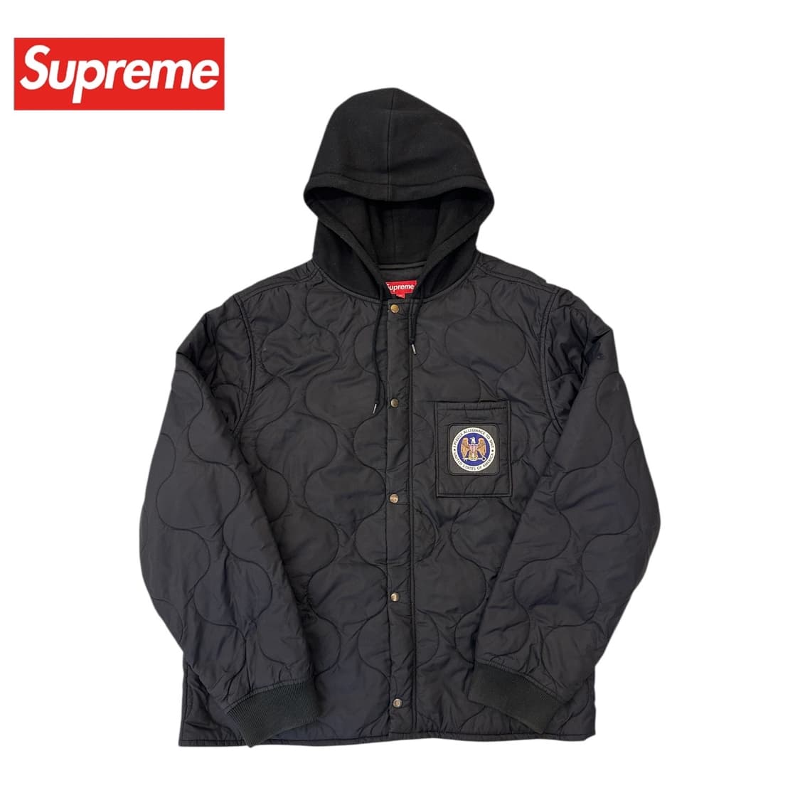 슈프림 퀄팅 후드집업 자켓 블랙 상품이미지1