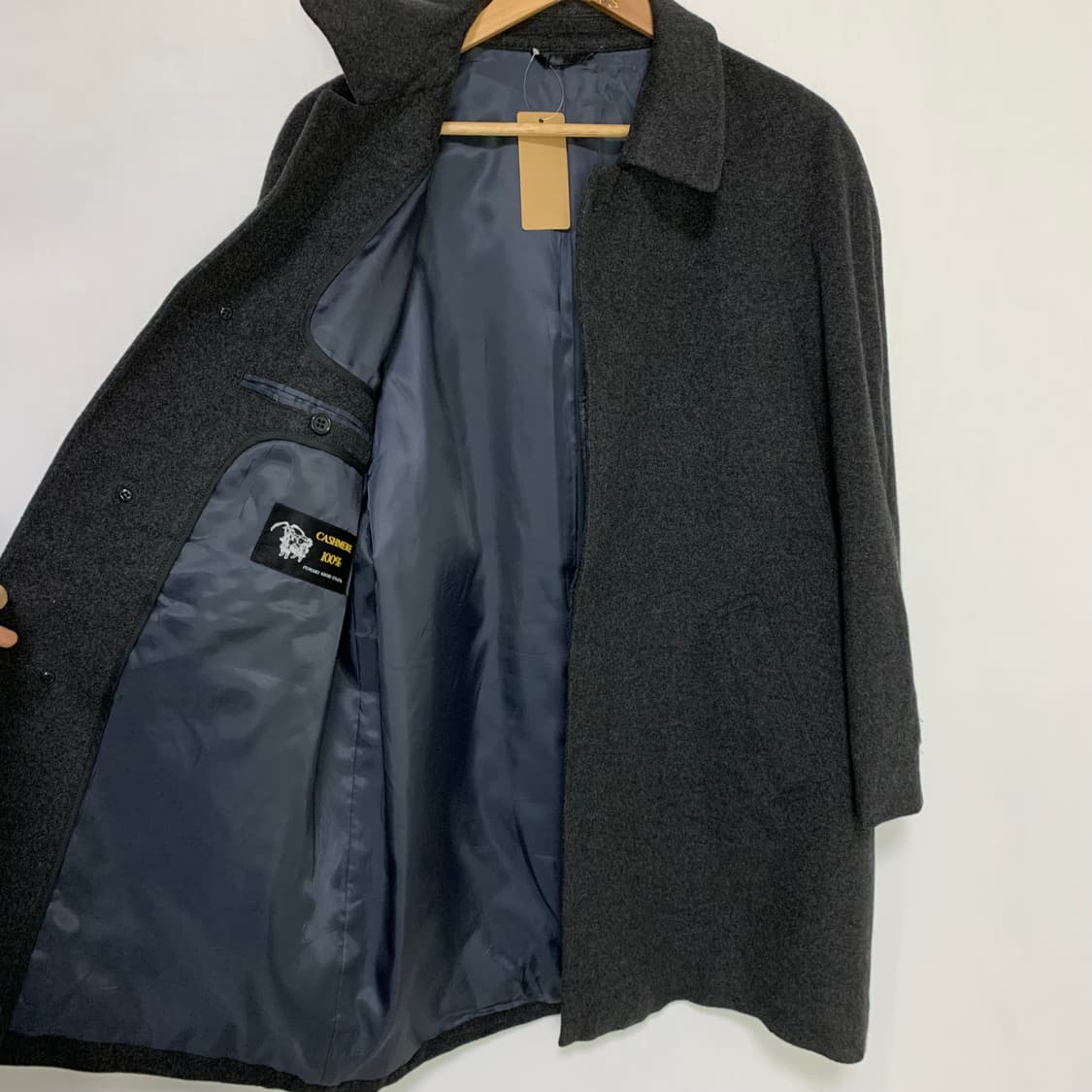 빈티지 캐시미어 100% 킨록 앤더슨 하프코트 차콜 M 상품이미지5