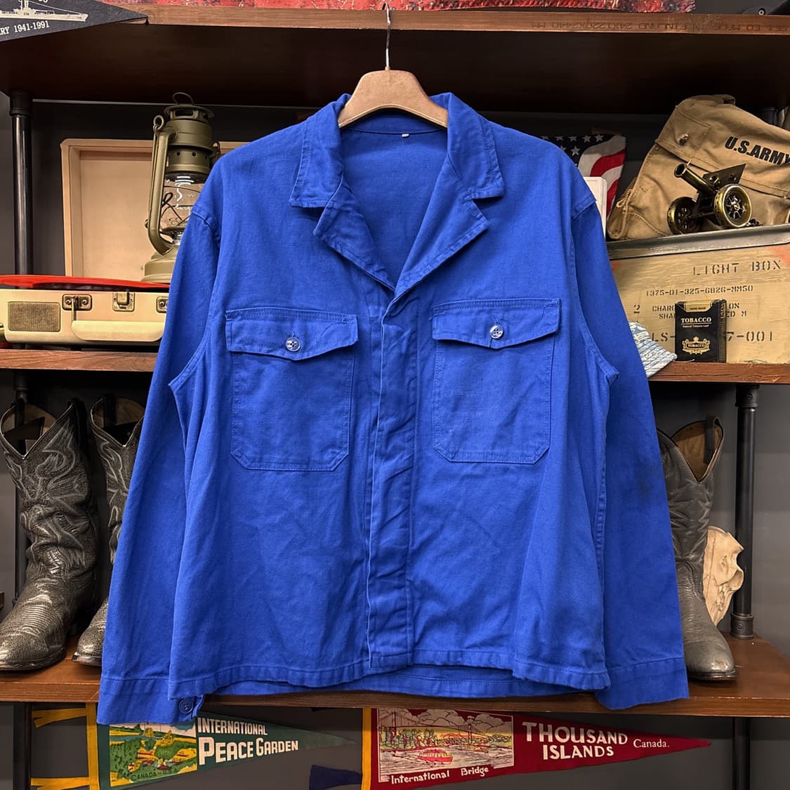 70s 노치드라펠 코튼트윌 프렌치 워크자켓 패치포켓 N709 상품이미지1