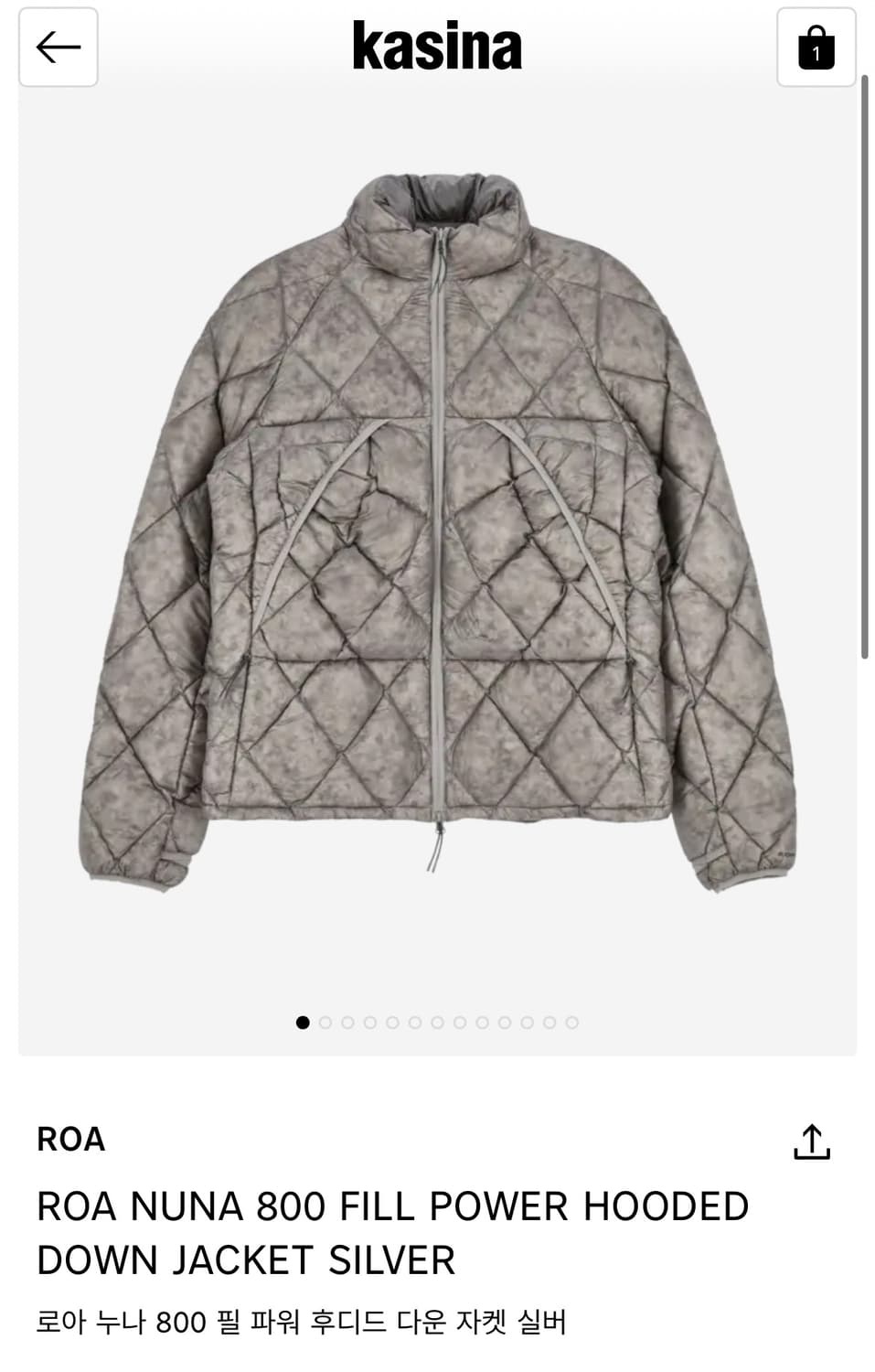 (L) 로아 ROA 누나 패딩 실버 택만뗀 새상품 상품이미지7