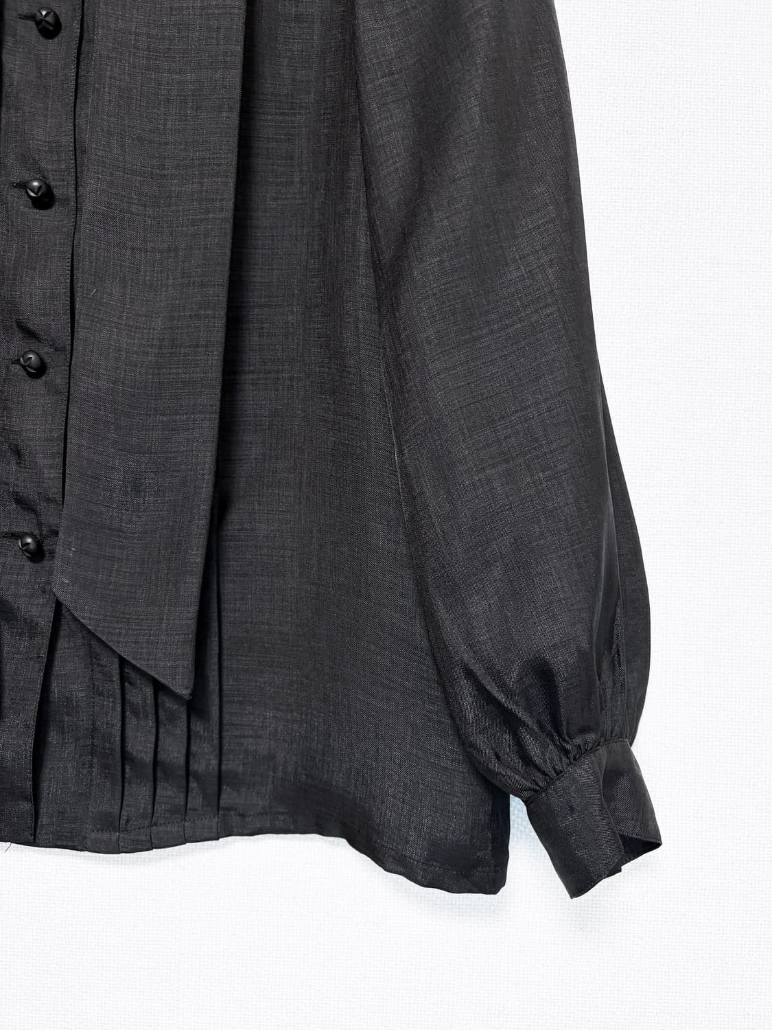 Scarf Detail Satin Blouse - Black 상품이미지6