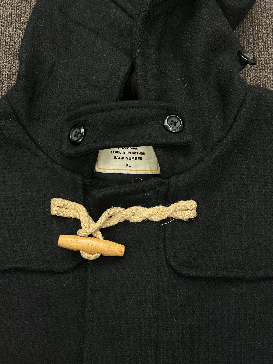 XL)Back Number 빈티지 블랙 더플코트 상품이미지6