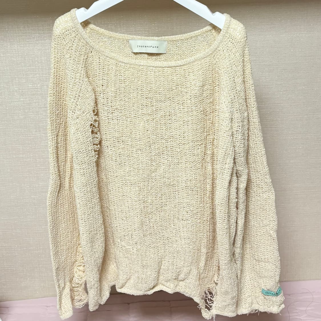 인스턴트펑크 그런지 니트 베이지 상품이미지2
