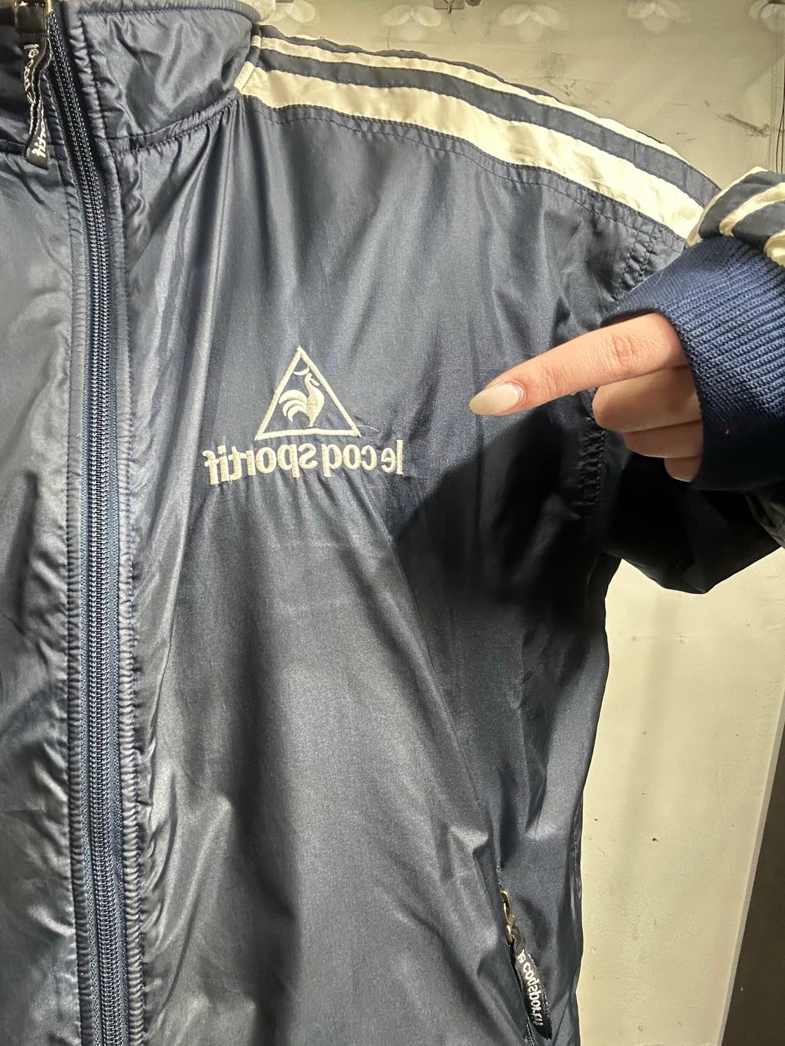 일본판 르꼬끄 네이비 안감 기모 오버핏 바람막이 트랙 자켓 L 상품이미지4