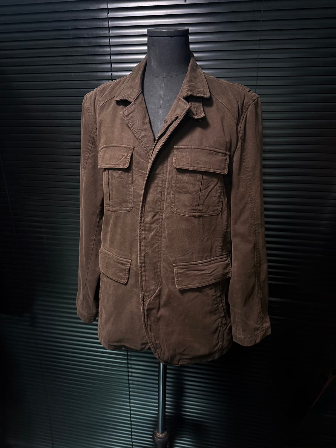 MACCHIO 골덴 코듀로이 브라운 갈색 유틸리티 포켓 워크 블레이져 M 상품이미지1