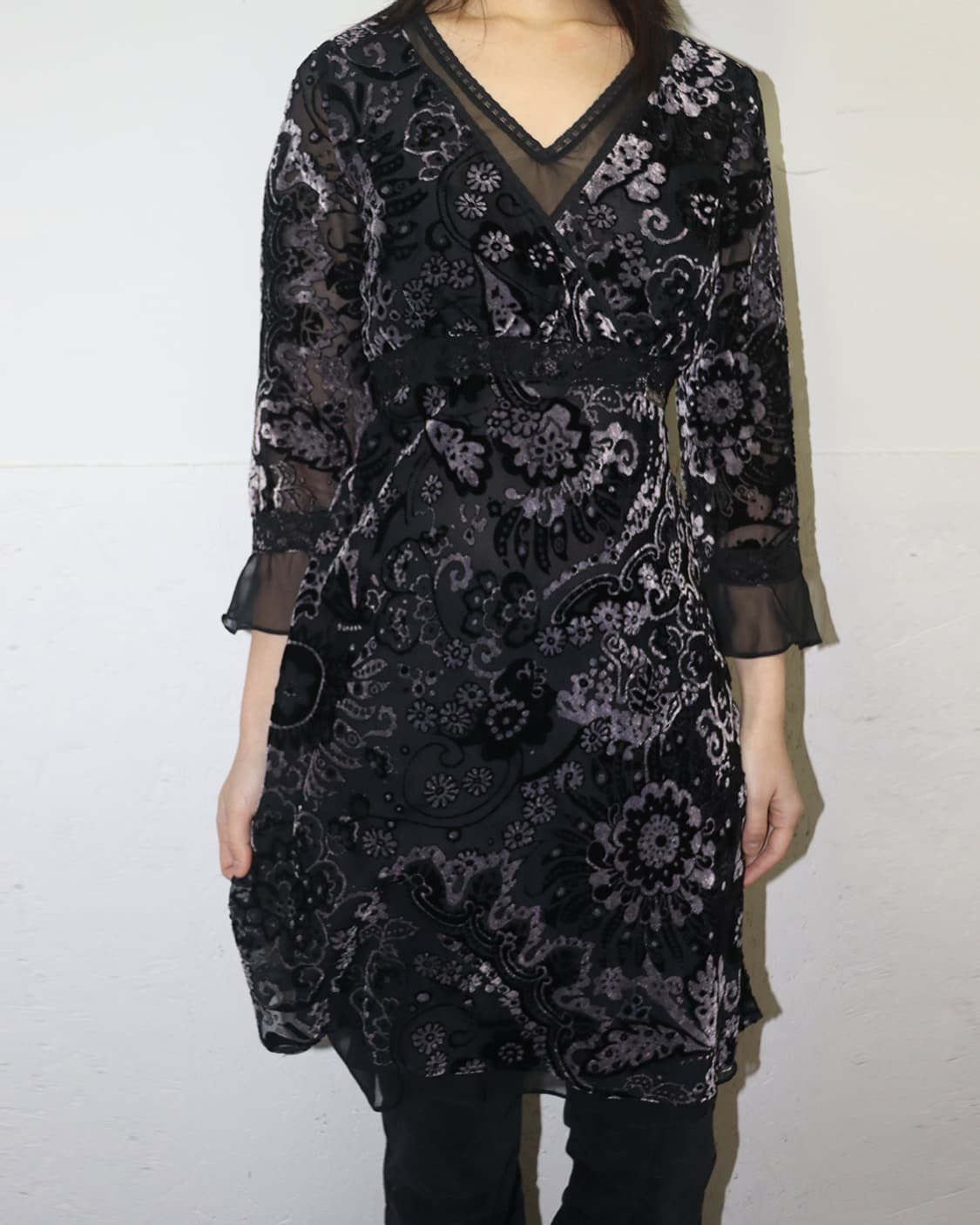 존 갈리아노 00s 레이스 디테일 벨루어 원피스 상품이미지3