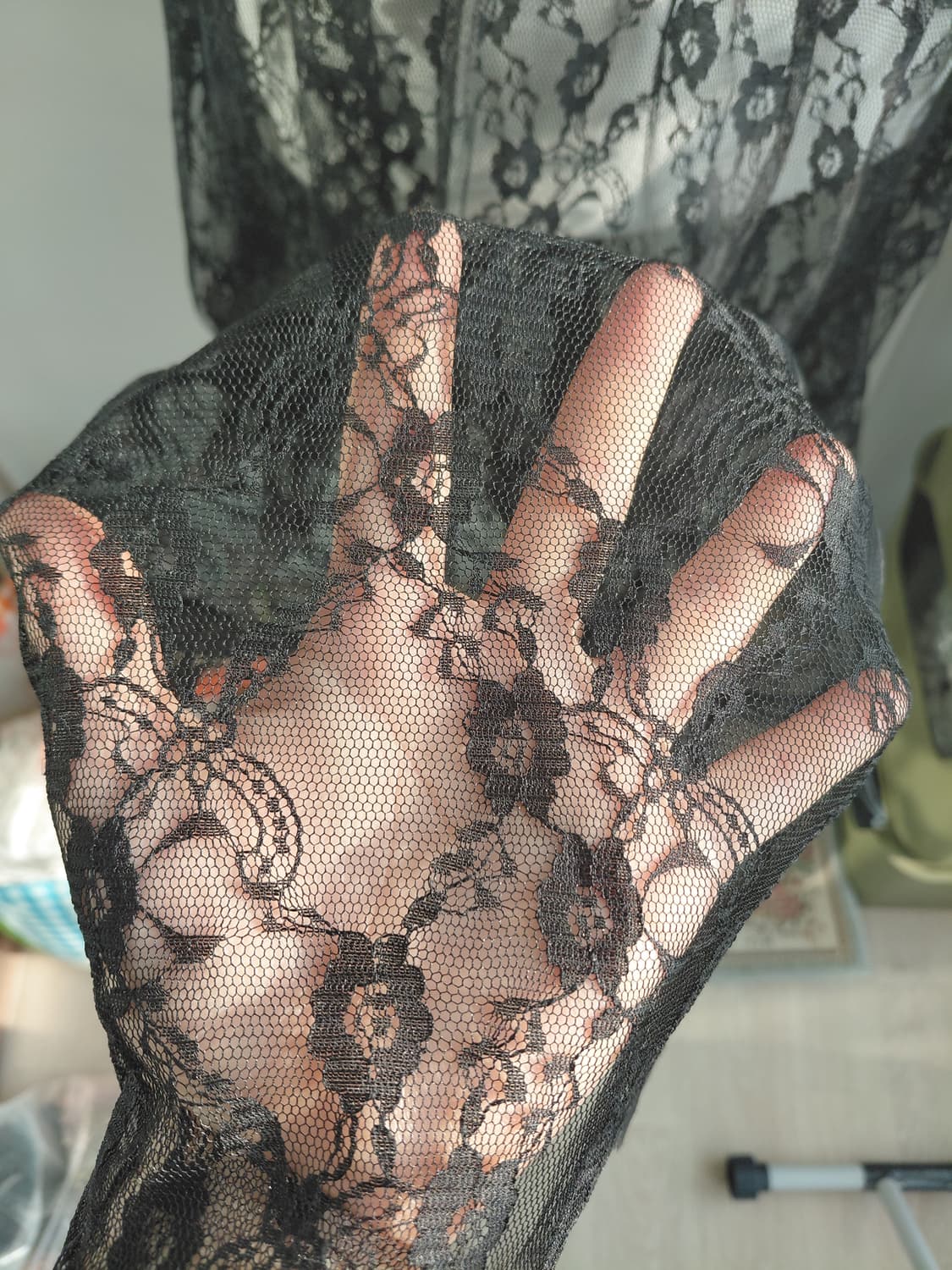 [빈티지] 블랙 레이스 롱 스커트 시스루 레이어드스커트 상품이미지3